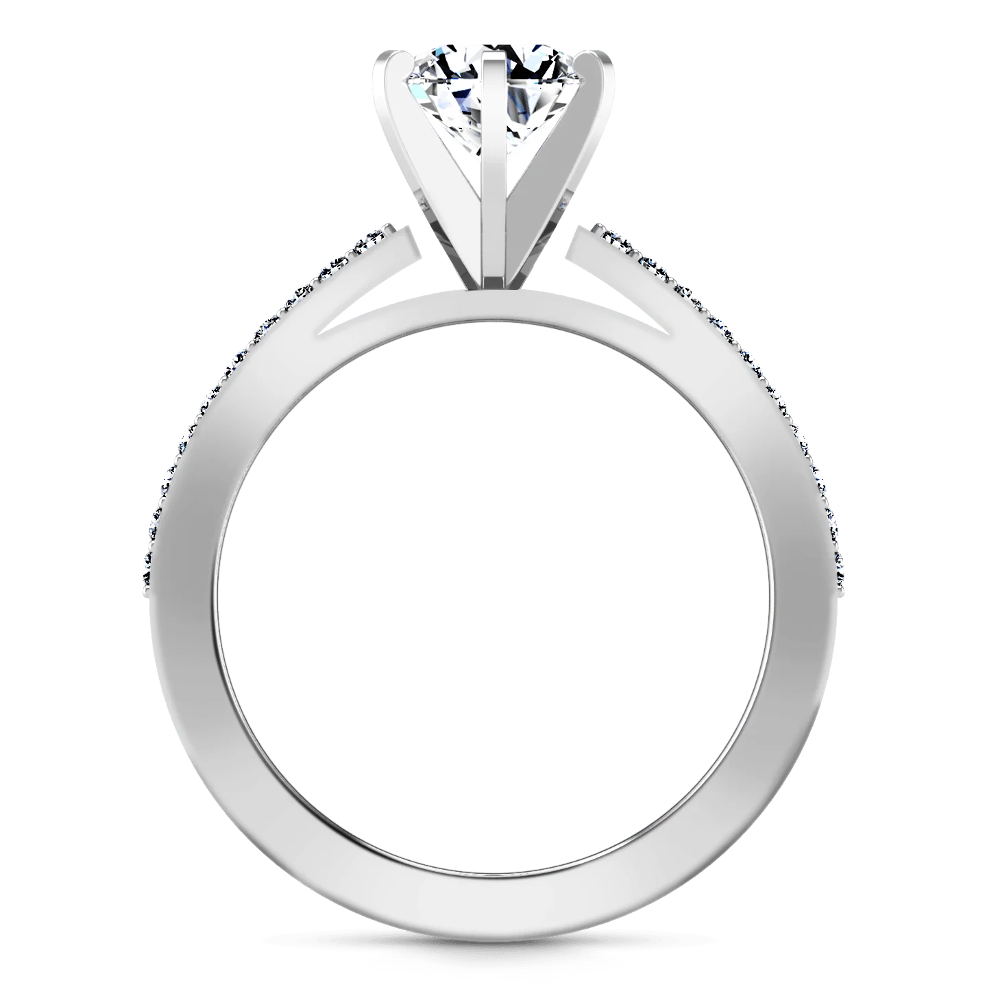 Round Diamond Pave Engagement Ring Ashley 14K White Gold - Image 3