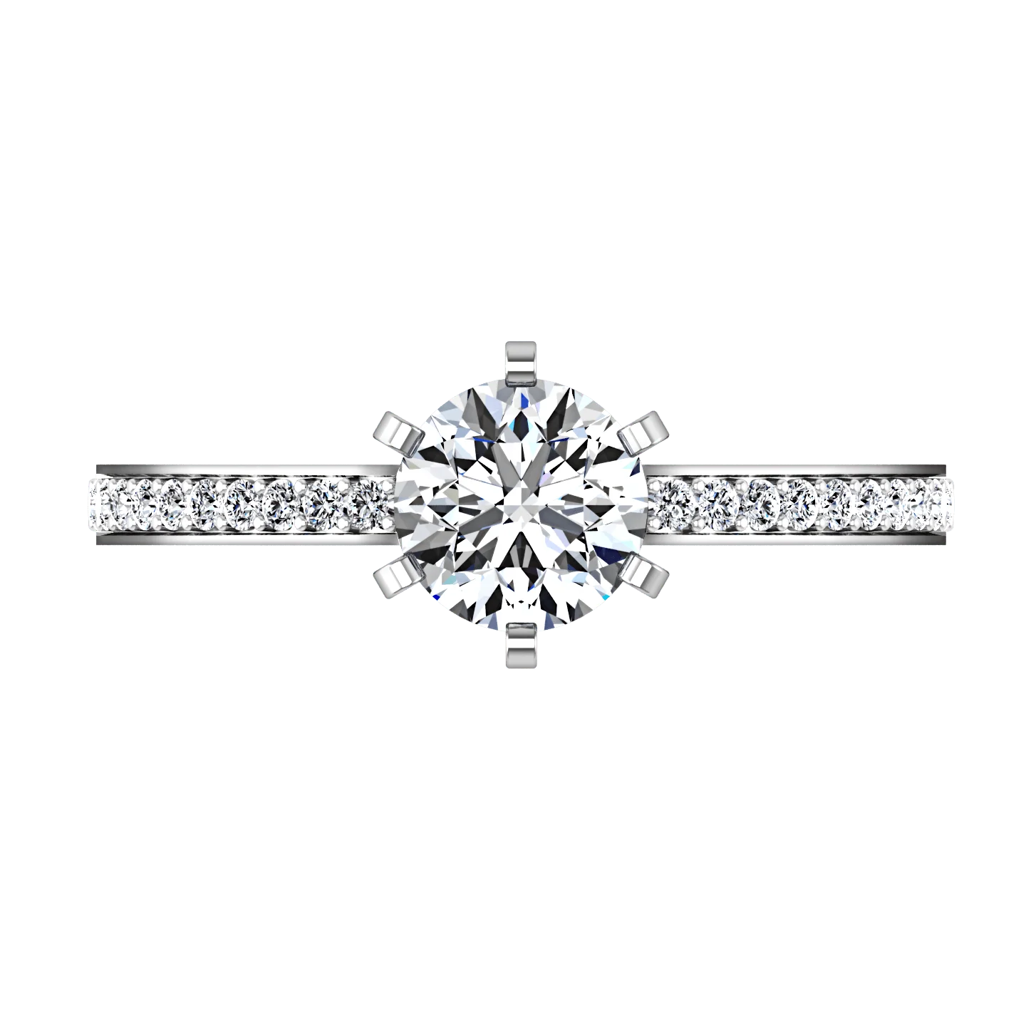 Round Diamond Pave Engagement Ring Ashley 14K White Gold - Image 4
