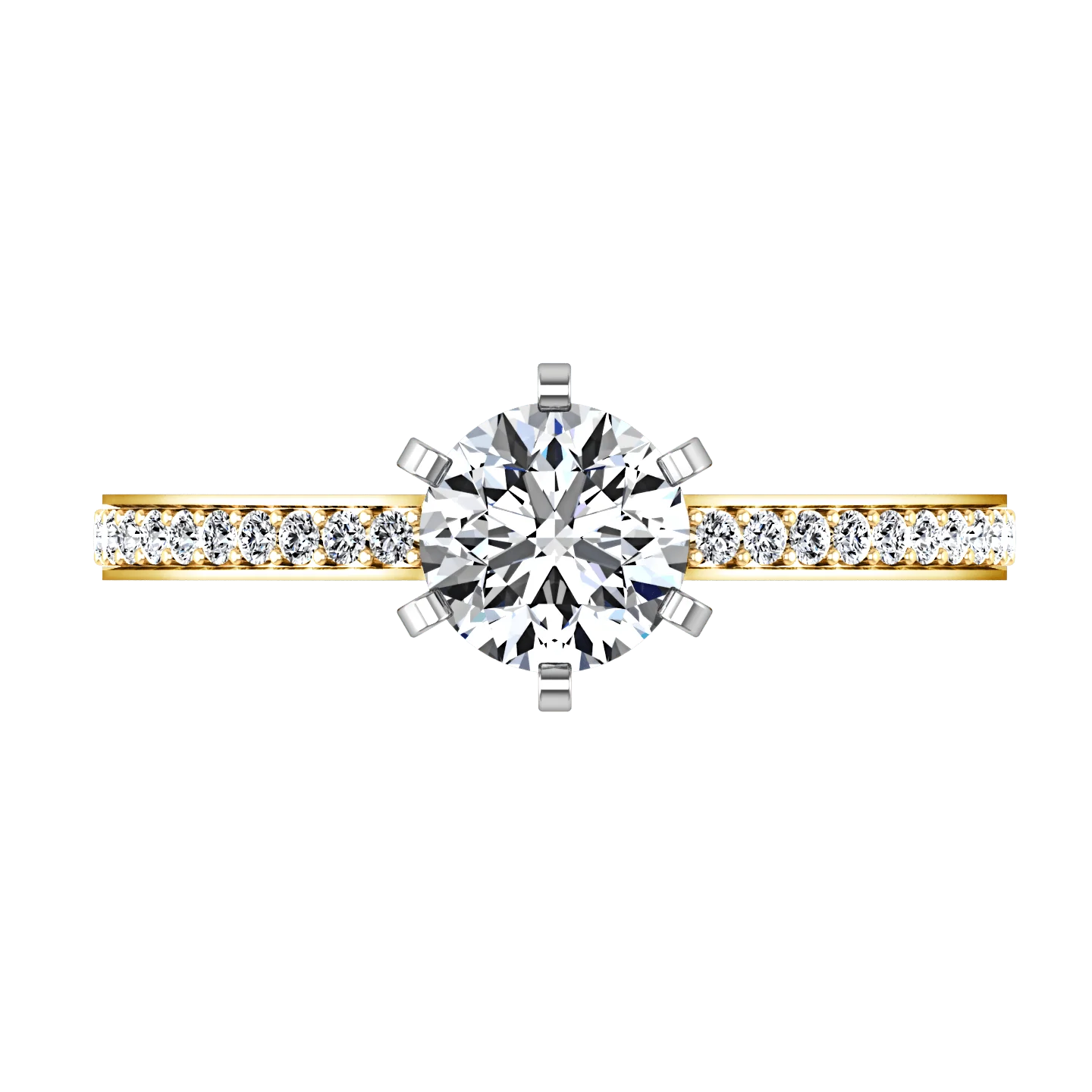 Pave Diamond EngagementRing Ashley 14K Yellow Gold - Image 4