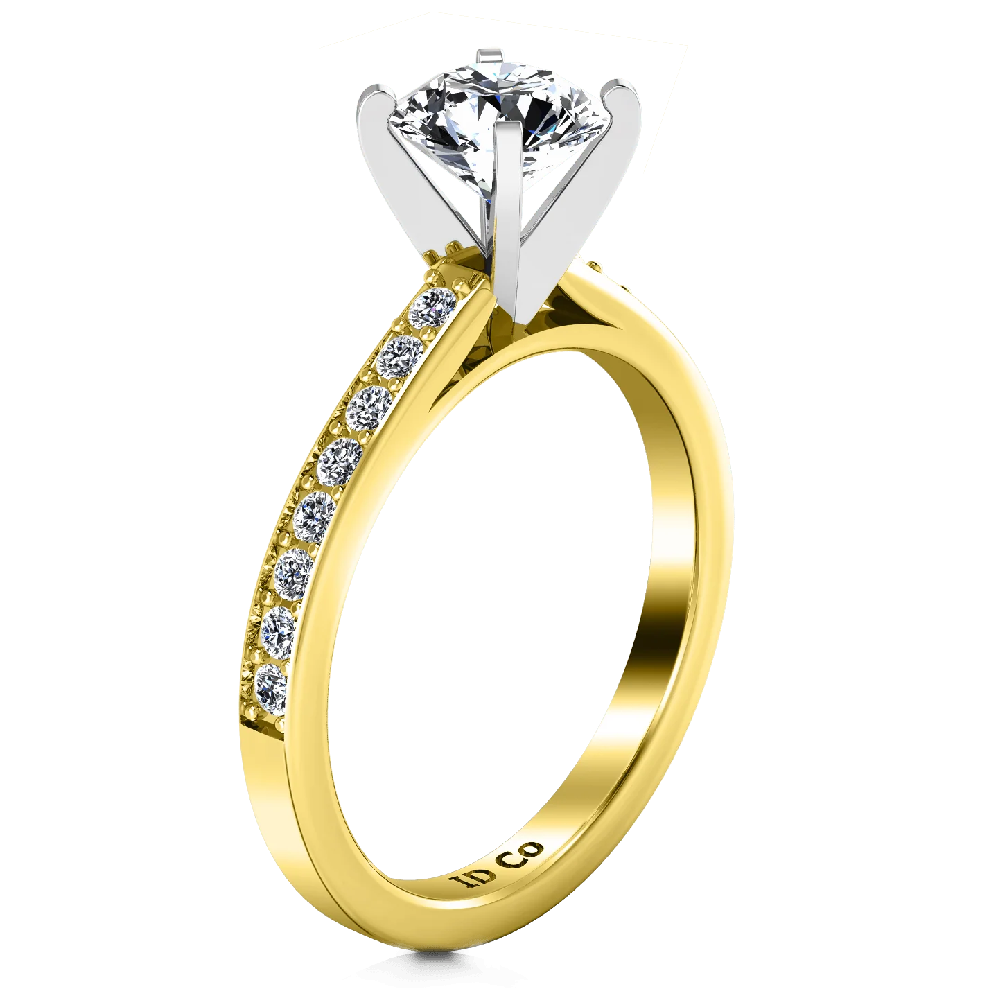 Pave Diamond EngagementRing Belle 14K Yellow Gold - Image 2