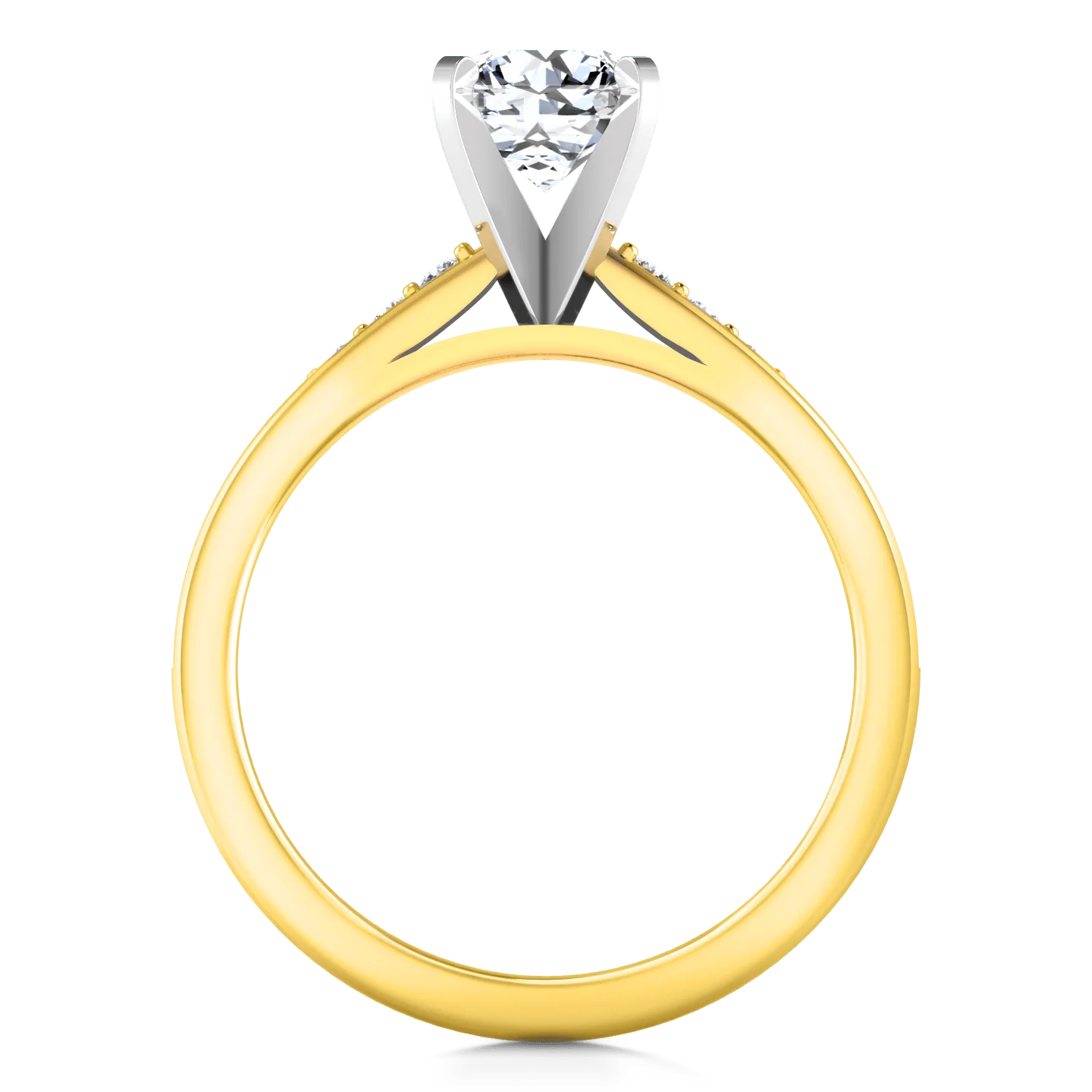 Pave Diamond EngagementRing Belle 14K Yellow Gold - Image 3