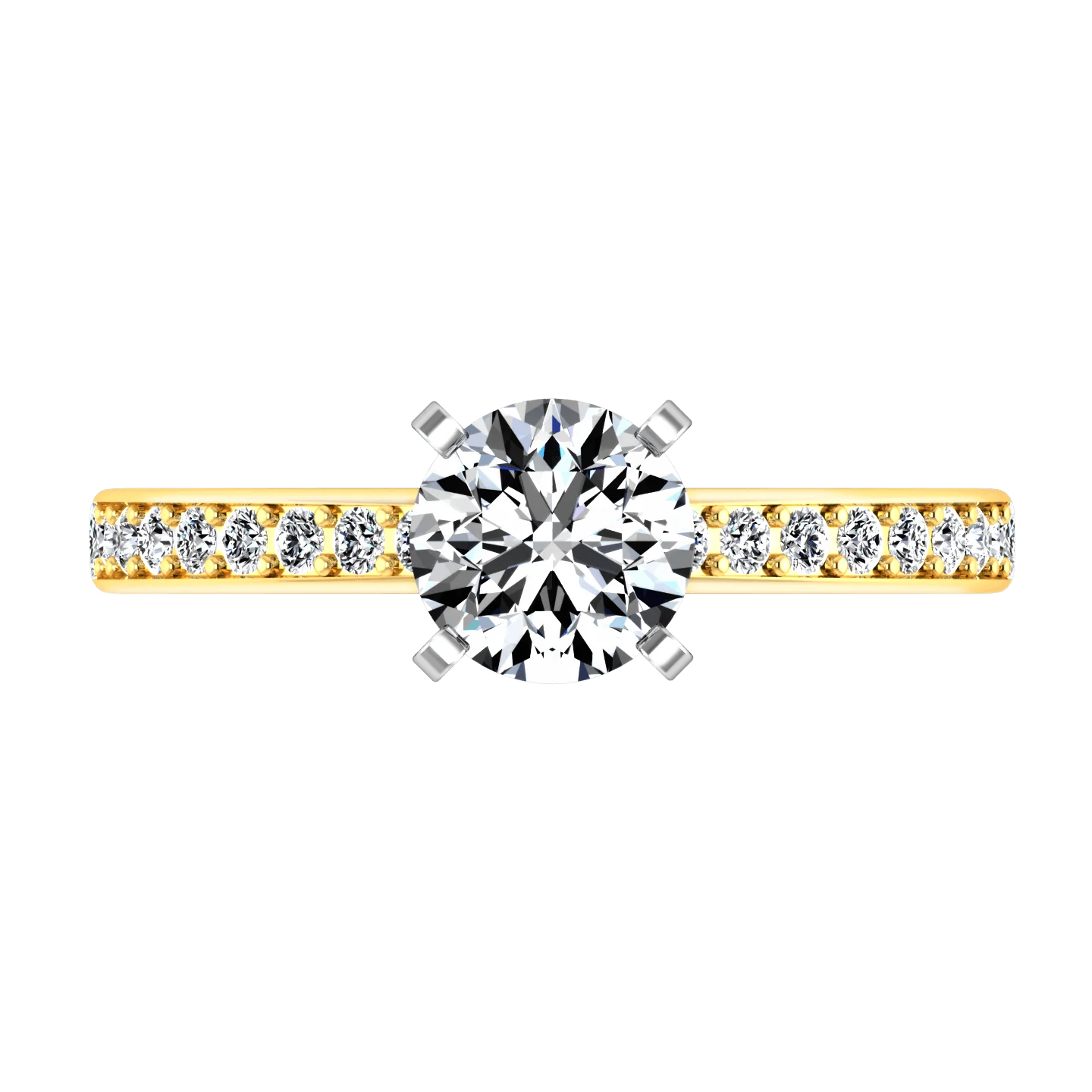 Pave Diamond EngagementRing Belle 14K Yellow Gold - Image 4