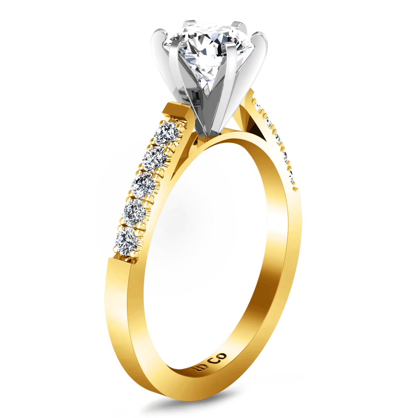 Pave Diamond EngagementRing Beth 14K Yellow Gold - Image 2