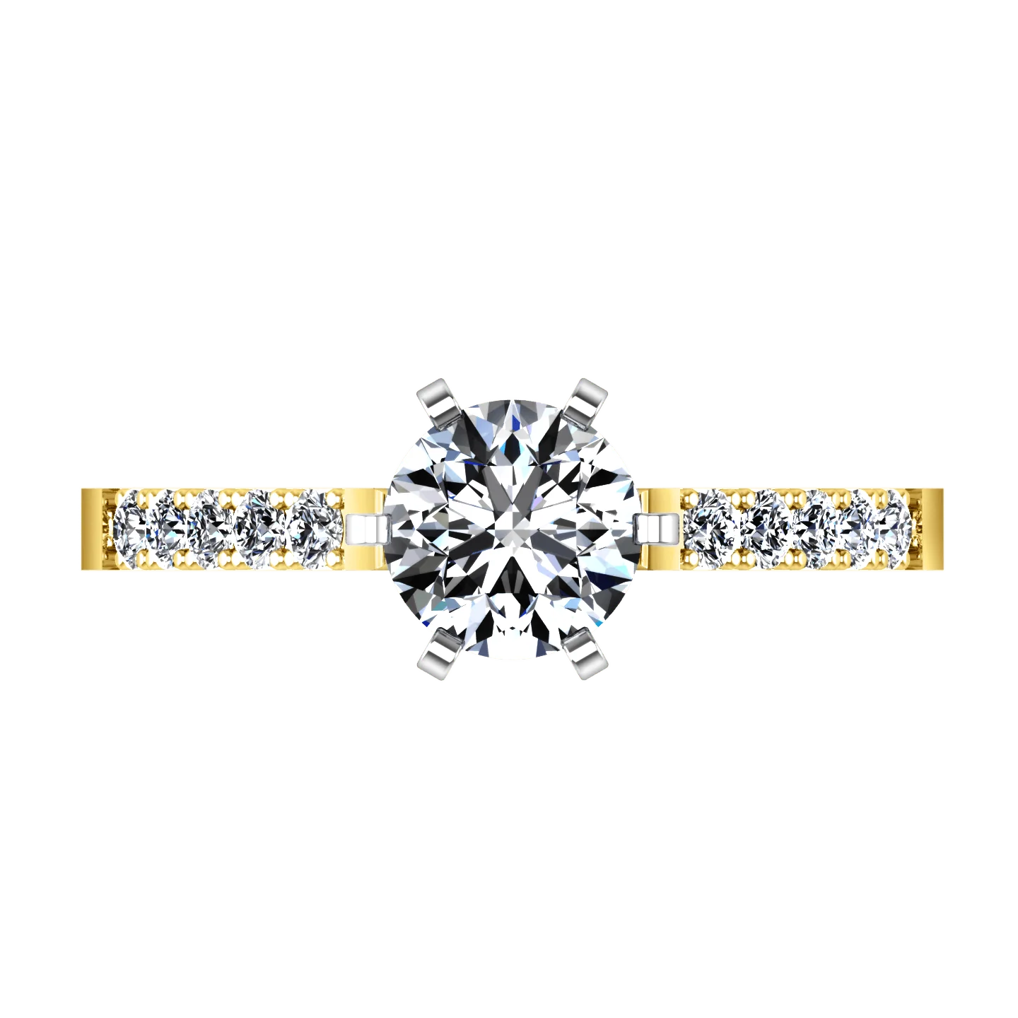 Pave Diamond EngagementRing Beth 14K Yellow Gold - Image 4