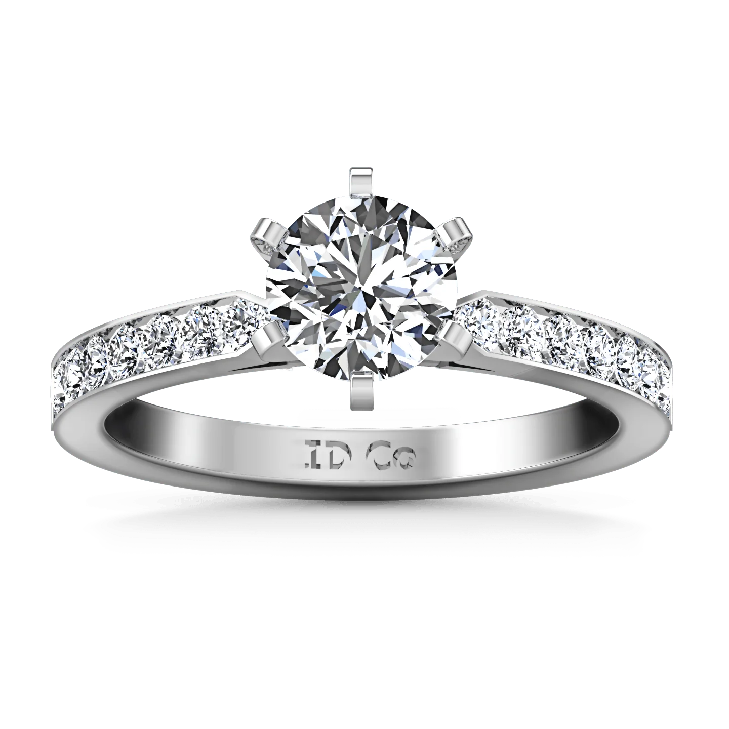 Round Diamond Pave Engagement Ring Bianca 14K White Gold