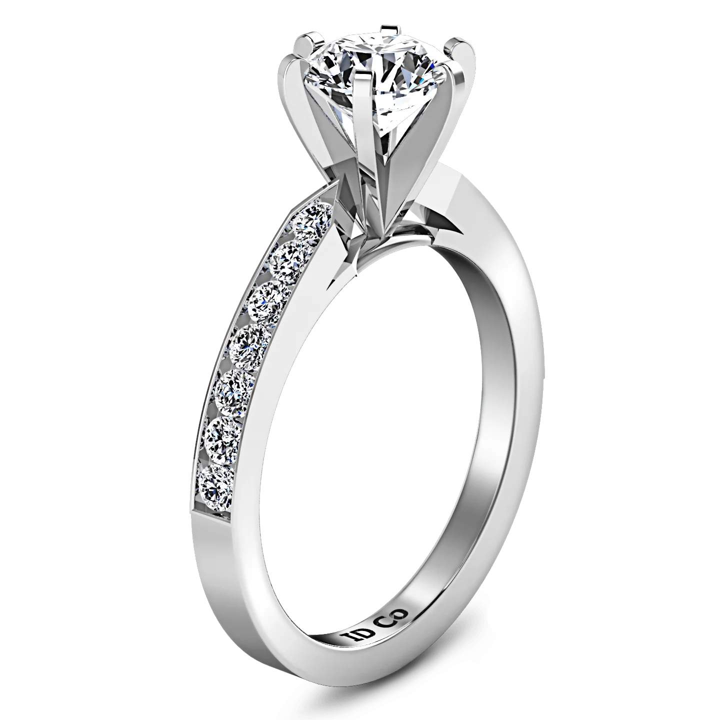 Round Diamond Pave Engagement Ring Bianca 14K White Gold - Image 2