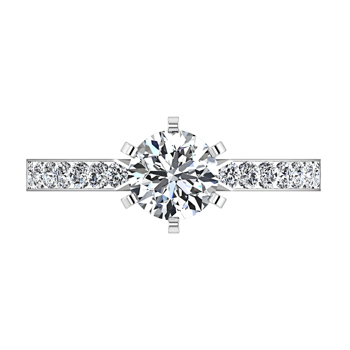 Round Diamond Pave Engagement Ring Bianca 14K White Gold - Image 3