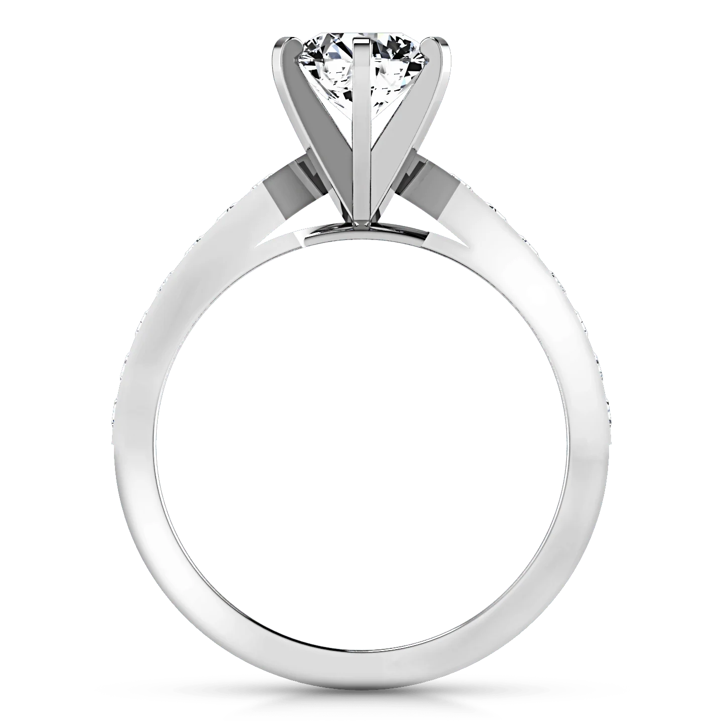 Round Diamond Pave Engagement Ring Bianca 14K White Gold - Image 4