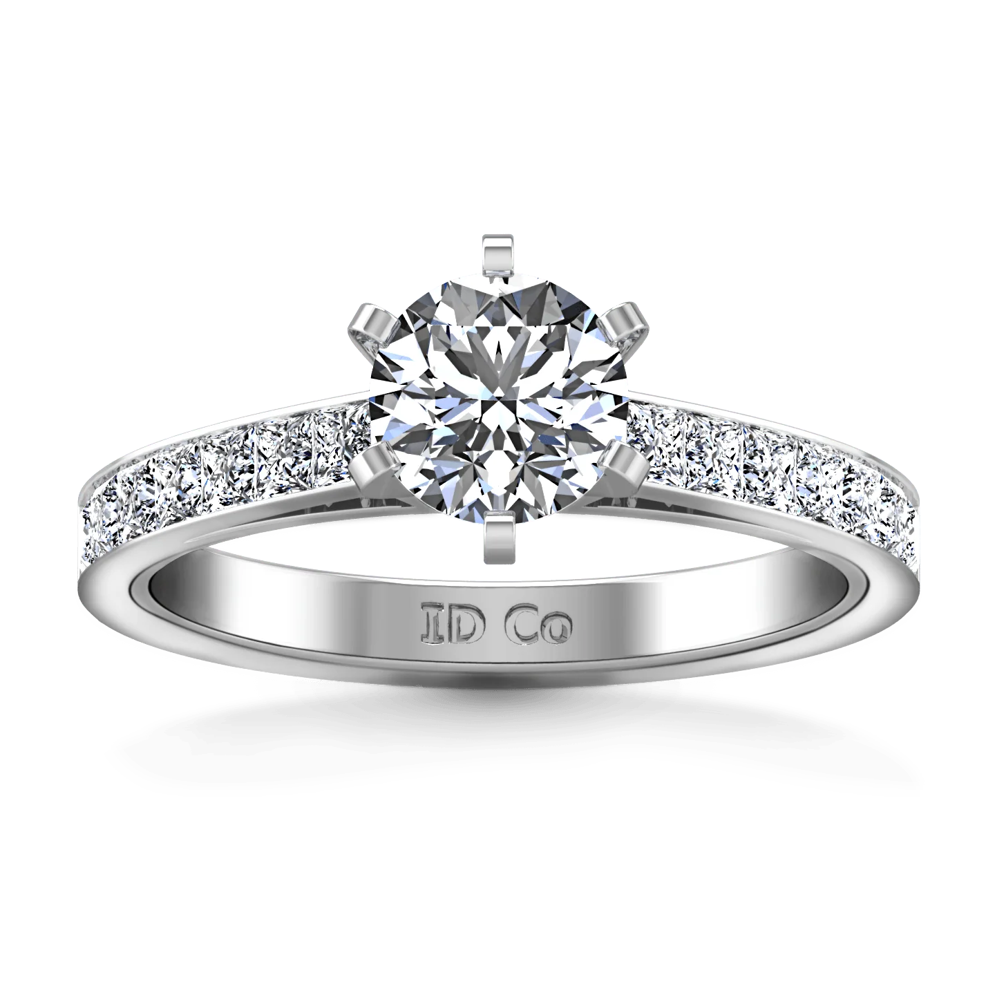 Round Diamond Pave Engagement Ring Calla 14K White Gold