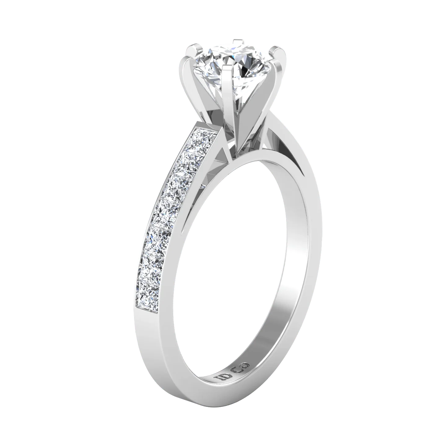 Round Diamond Pave Engagement Ring Calla 14K White Gold - Image 2