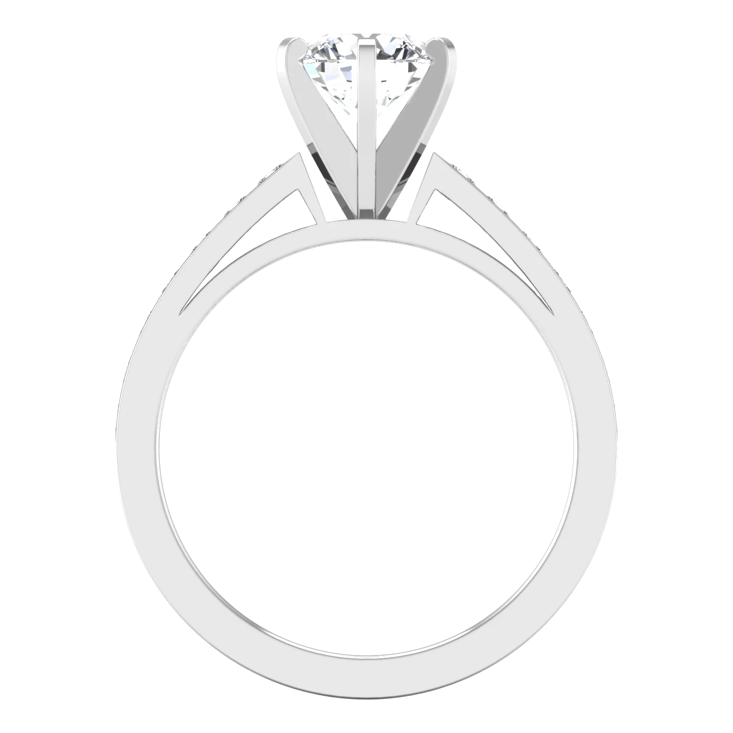 Round Diamond Pave Engagement Ring Calla 14K White Gold - Image 3