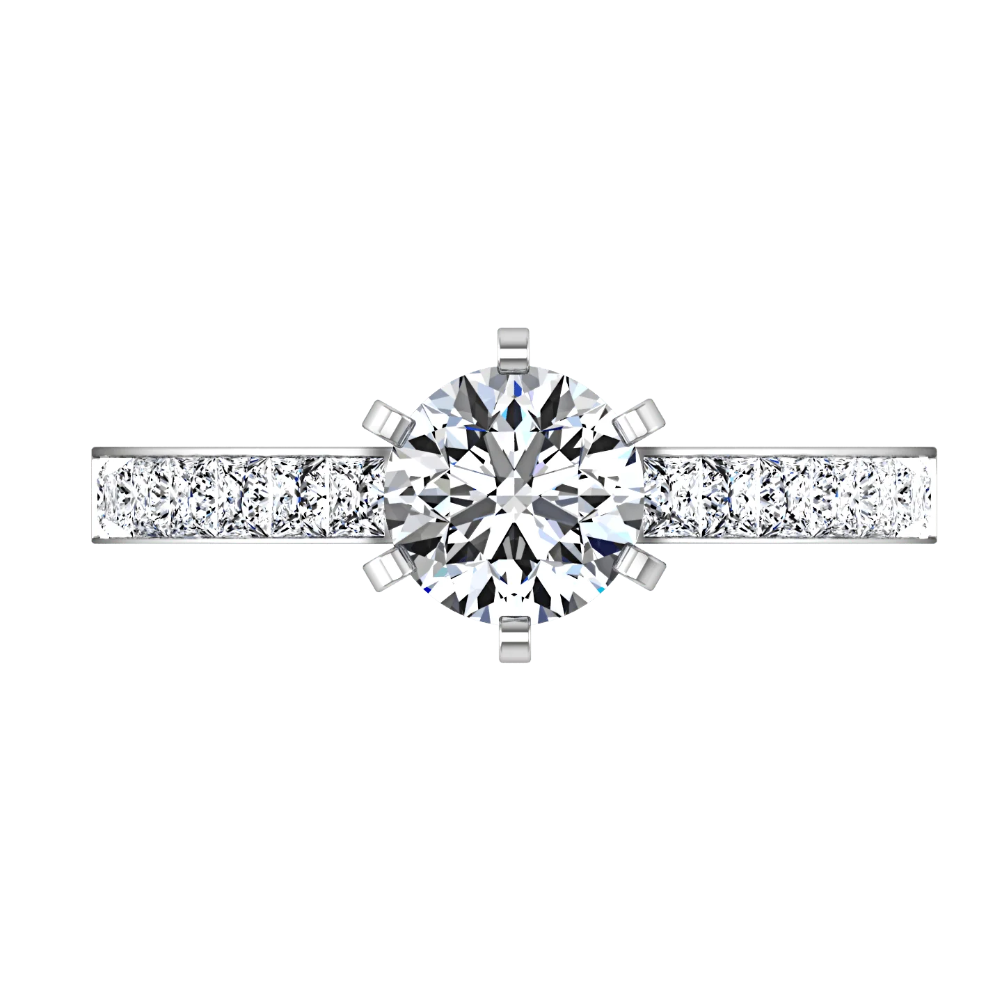 Round Diamond Pave Engagement Ring Calla 14K White Gold - Image 4