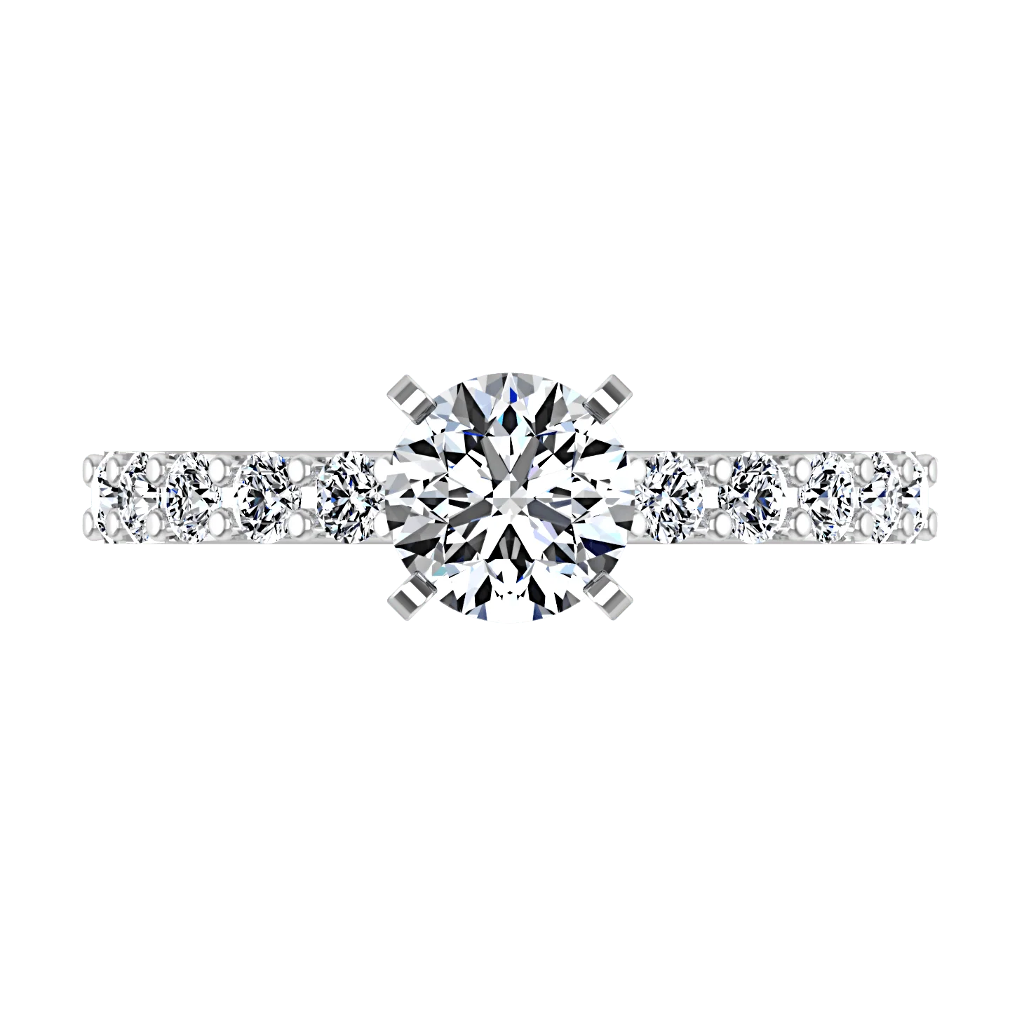 Round Diamond Pave Engagement Ring Cherish 14K White Gold - Image 3