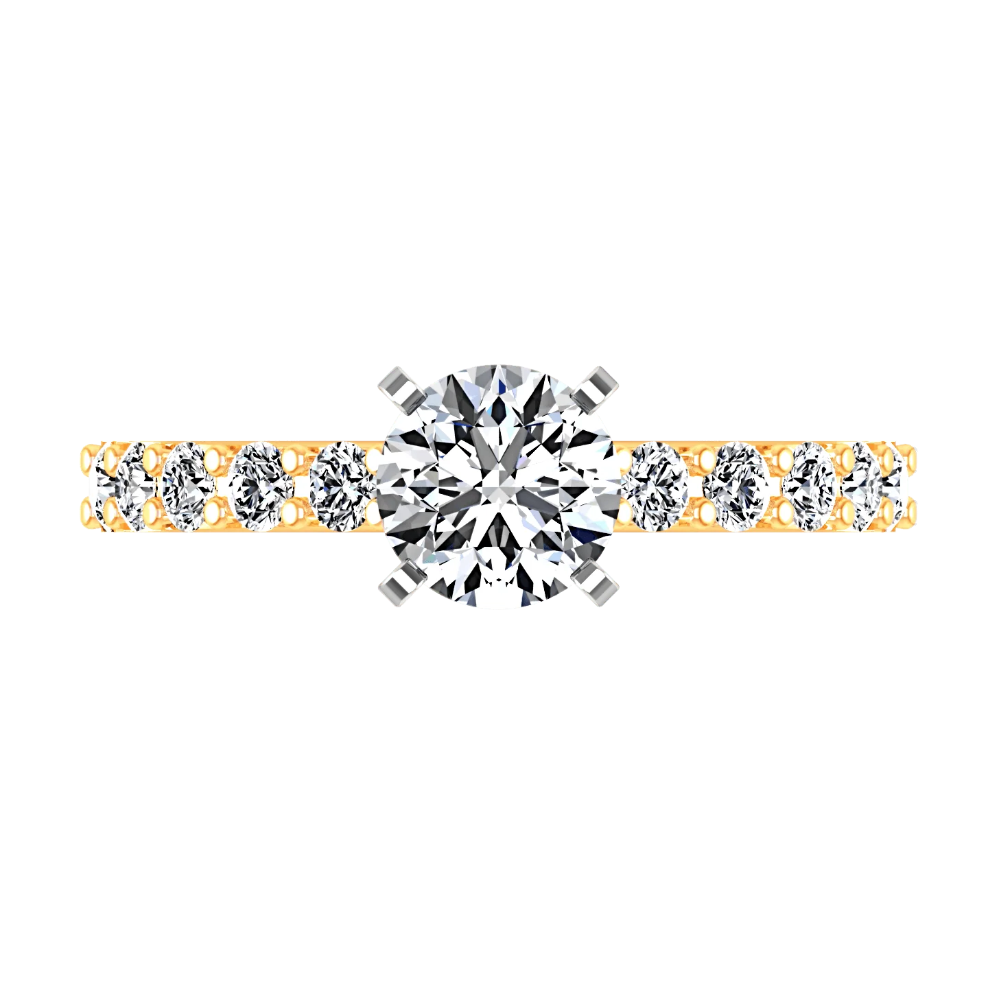 Pave Diamond EngagementRing Cherish 14K Yellow Gold - Image 4