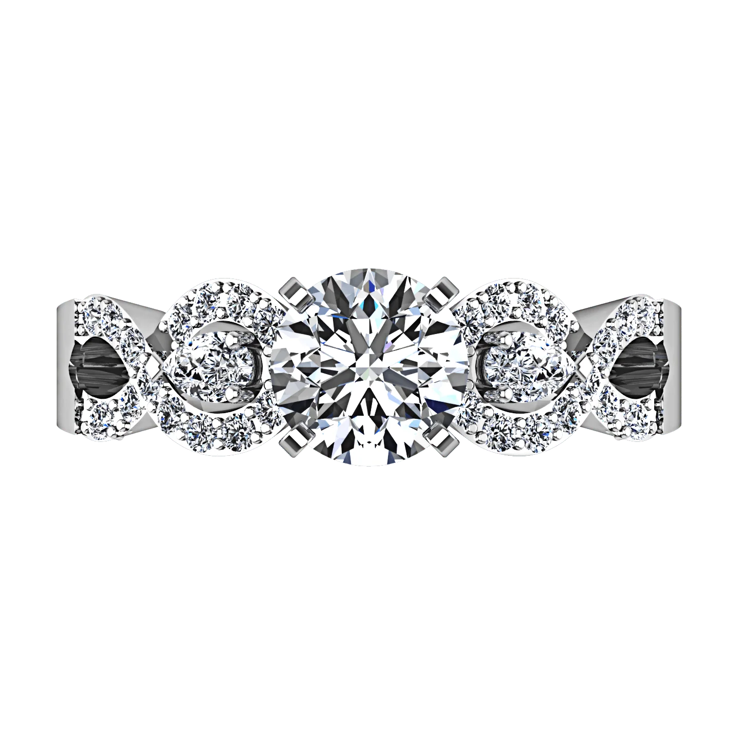 Round Diamond Pave Engagement Ring Chloe 14K White Gold - Image 4