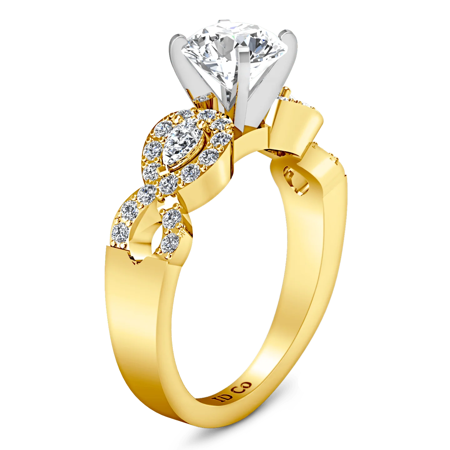 Pave Diamond EngagementRing Chloe 14K Yellow Gold - Image 2