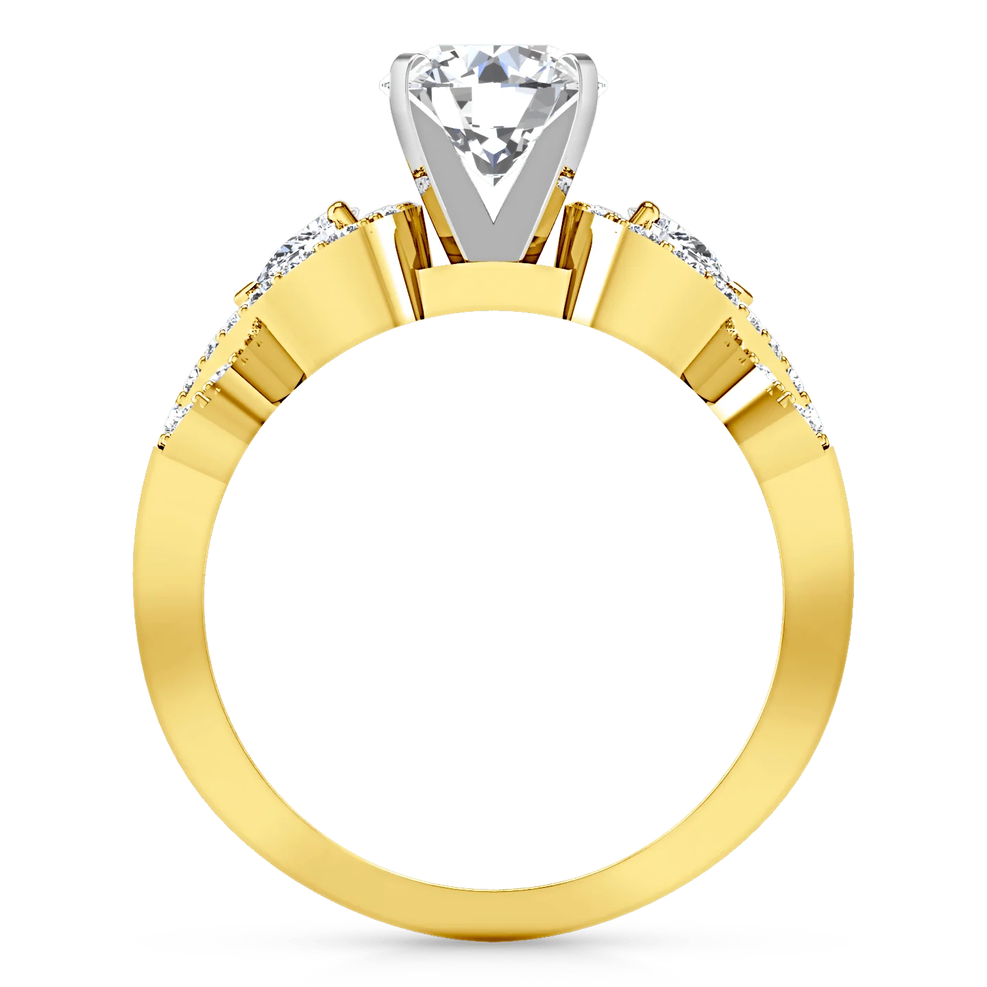 Pave Diamond EngagementRing Chloe 14K Yellow Gold - Image 3