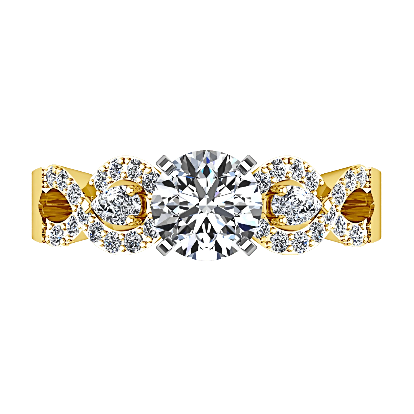 Pave Diamond EngagementRing Chloe 14K Yellow Gold - Image 4