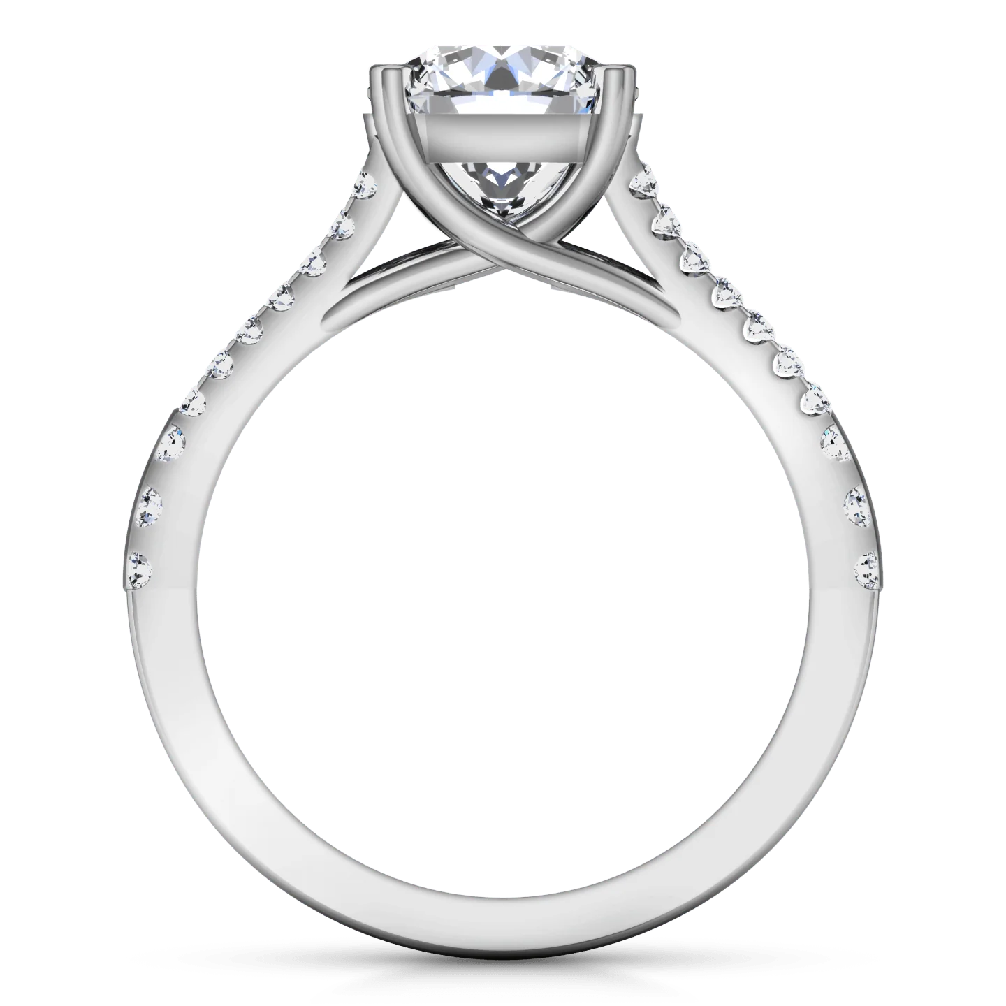 Pave Cushion Cut Diamond Engagement Ring Dahlia 14K White Gold - Image 3
