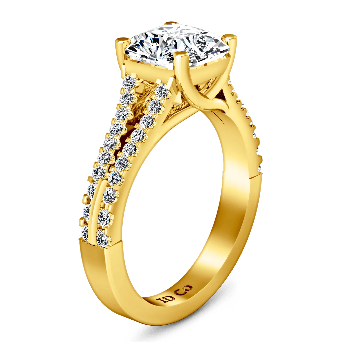 Pave Cushion Cut Engagement Ring Dahlia 14K Yellow Gold - Image 2