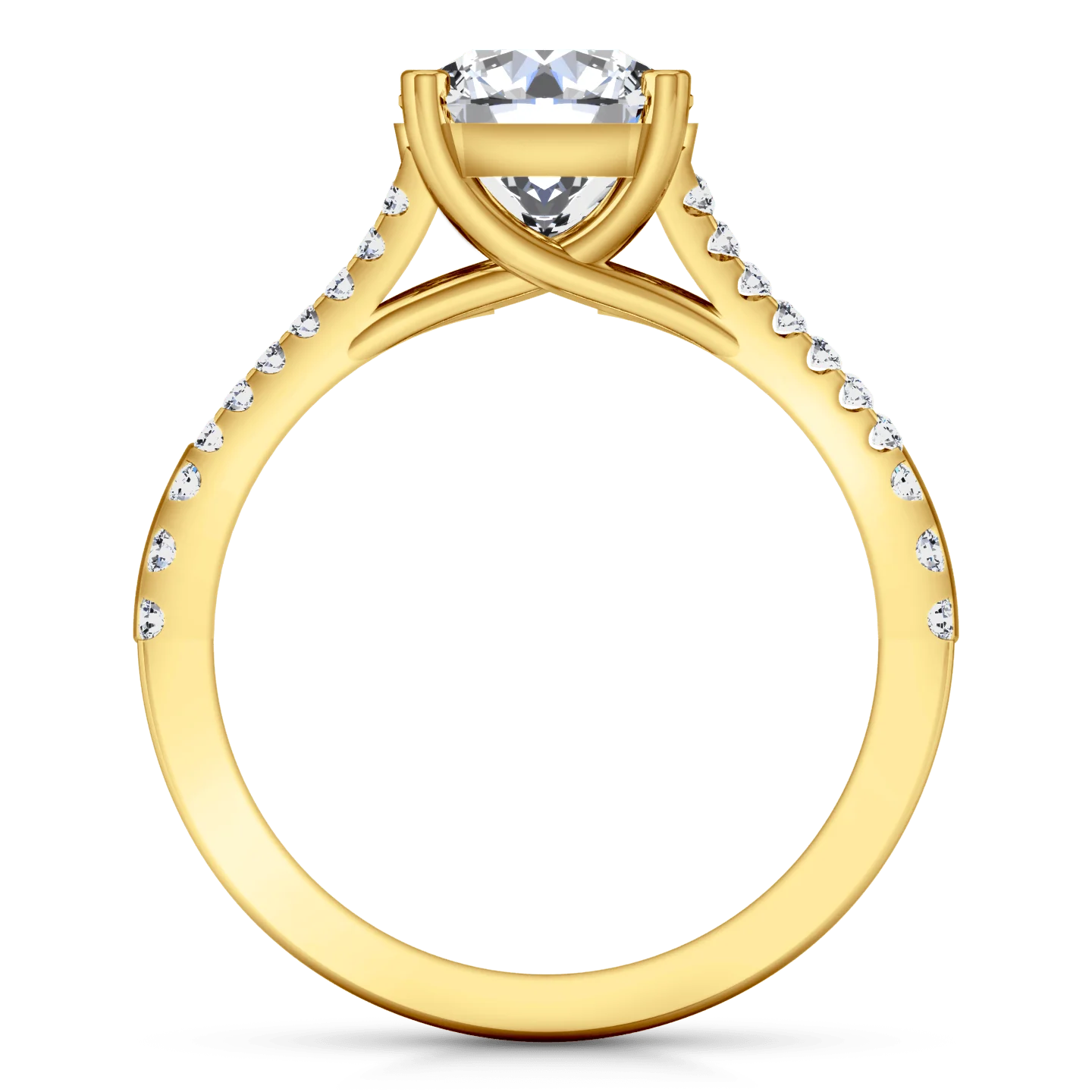 Pave Cushion Cut Engagement Ring Dahlia 14K Yellow Gold - Image 3