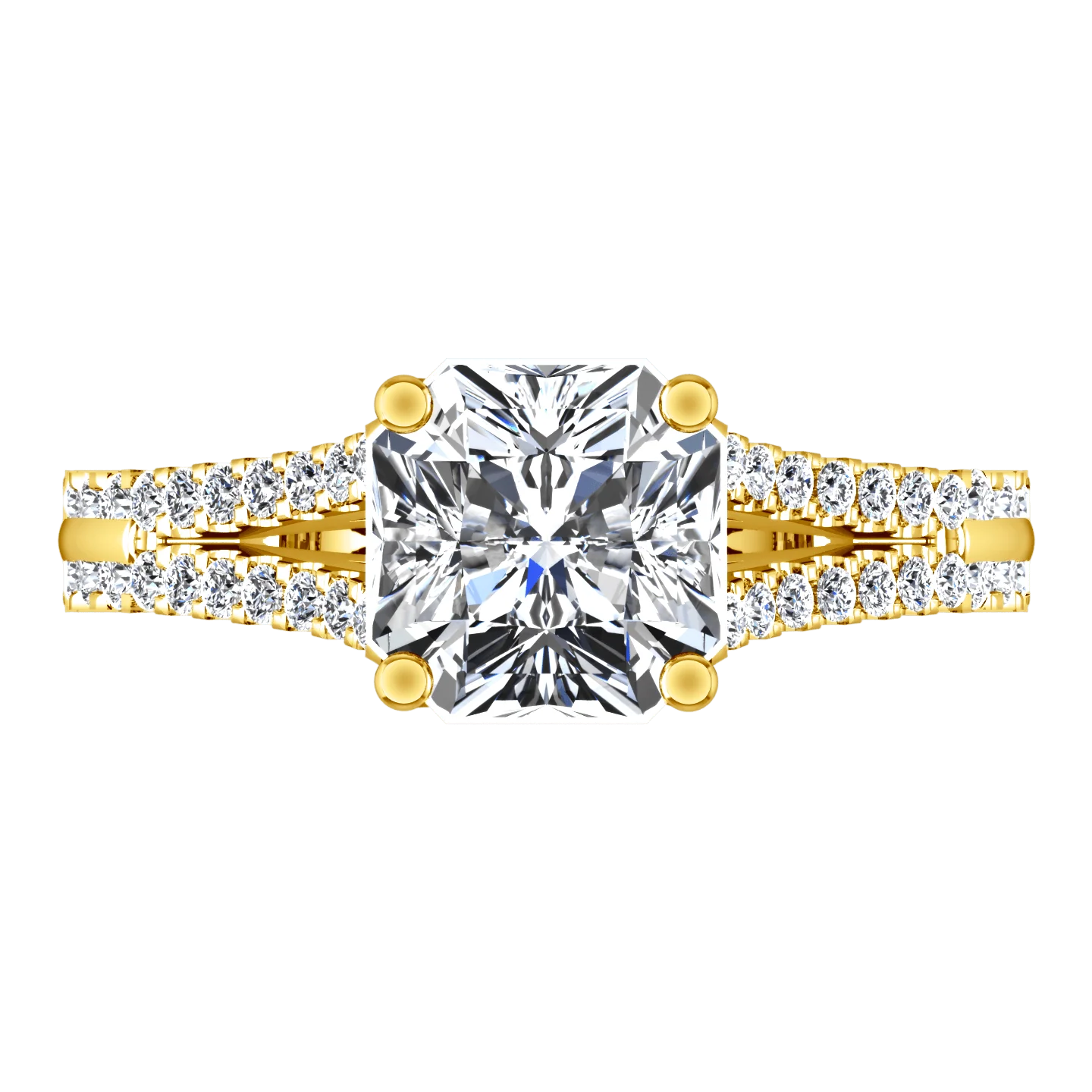 Pave Cushion Cut Engagement Ring Dahlia 14K Yellow Gold - Image 4