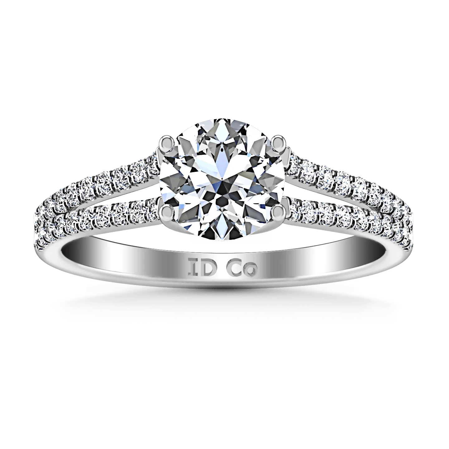 Round Diamond Pave Engagement Ring Dream 14K White Gold