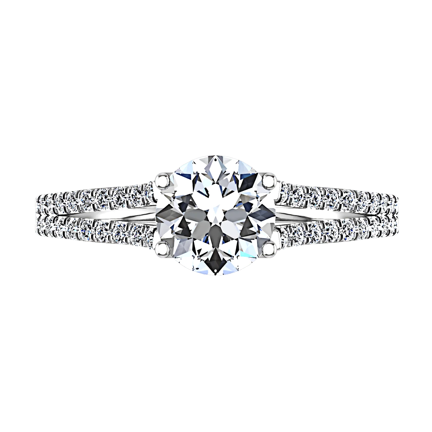 Round Diamond Pave Engagement Ring Dream 14K White Gold - Image 3
