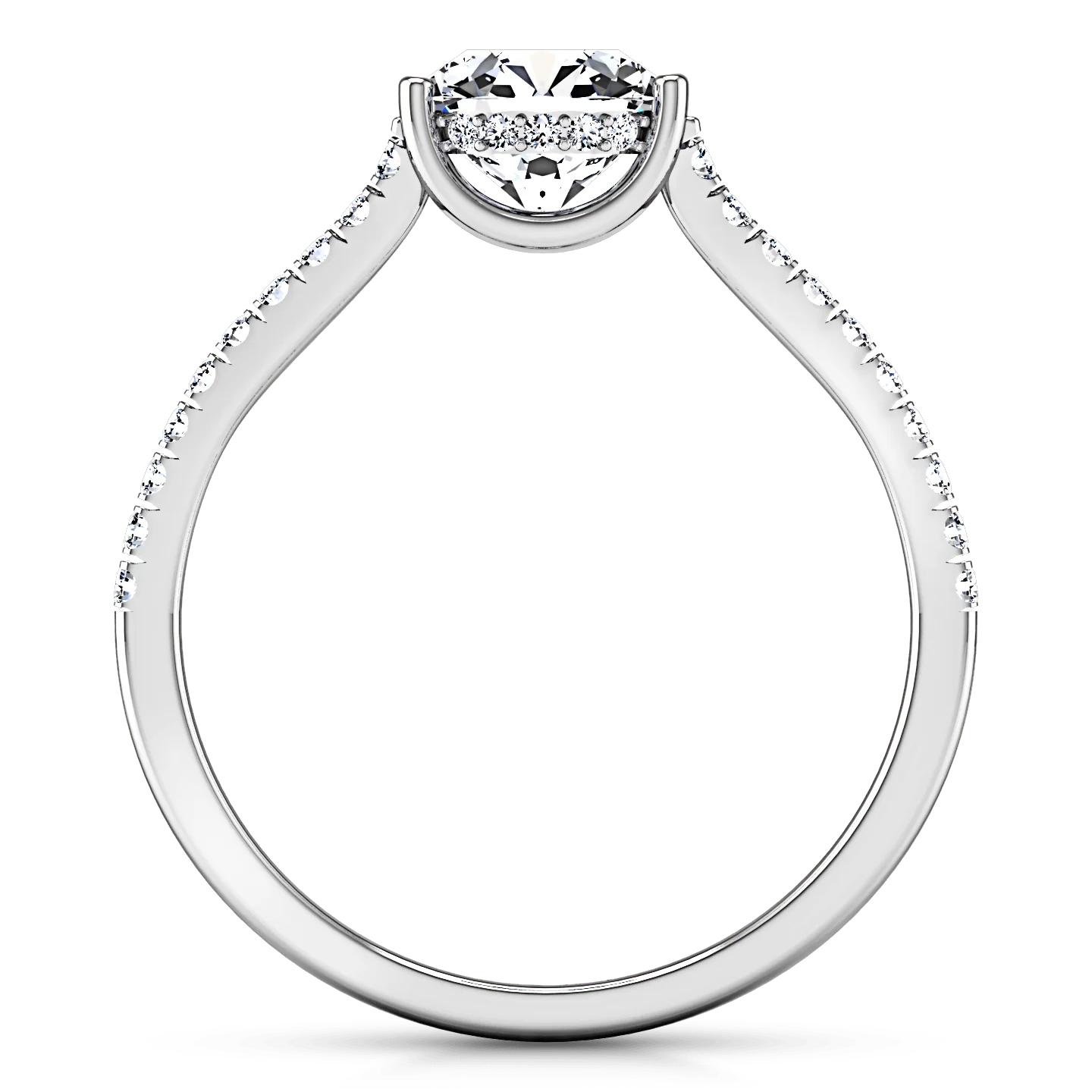 Round Diamond Pave Engagement Ring Dream 14K White Gold - Image 4