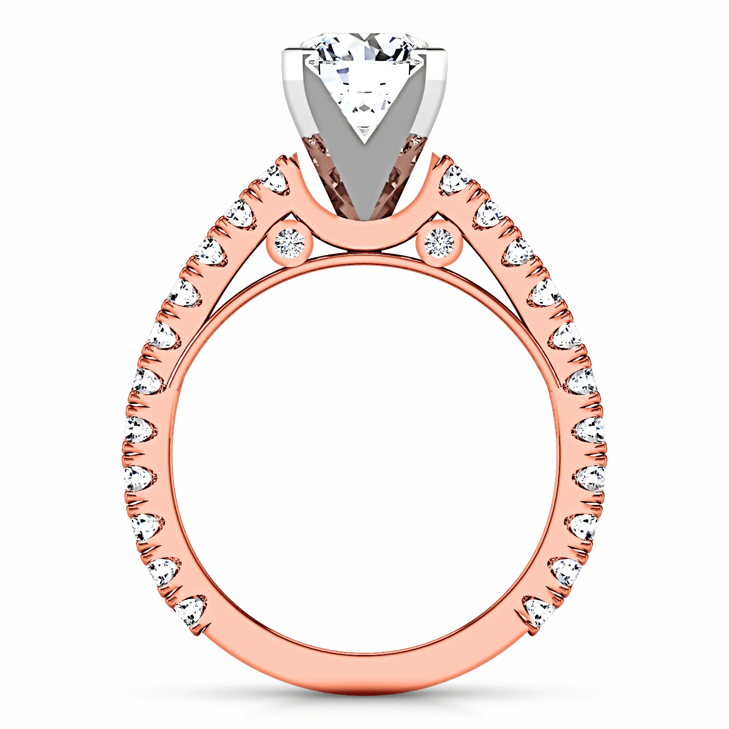 Pave Diamond Engagement Ring Eden 14K Rose Gold - Image 3