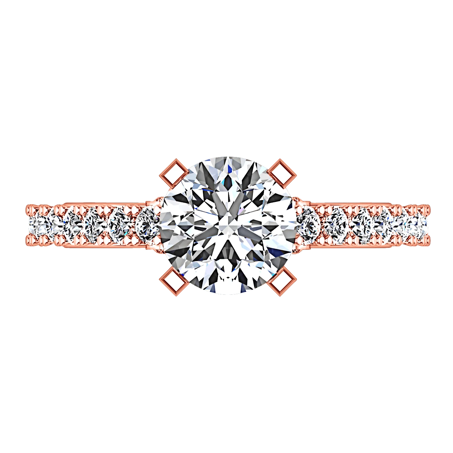 Pave Diamond Engagement Ring Eden 14K Rose Gold - Image 4