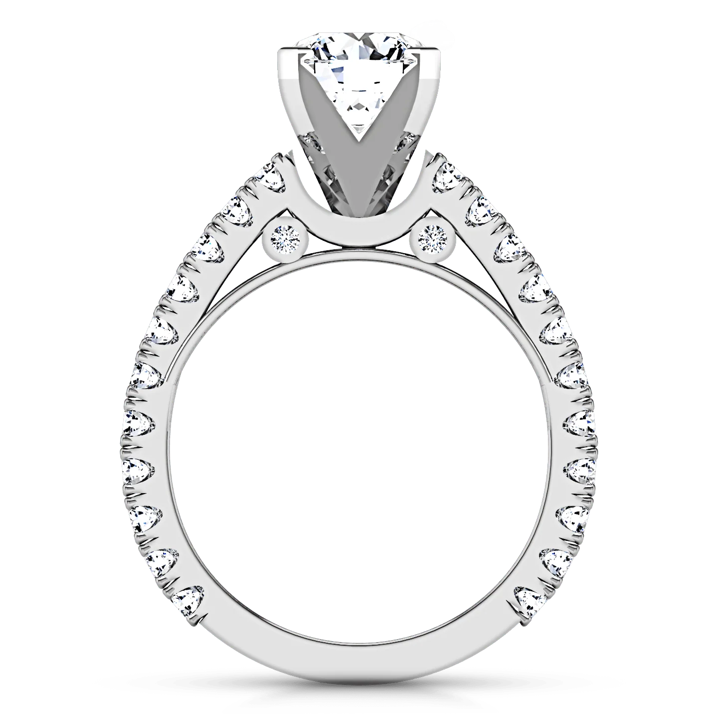 Round Diamond Pave Engagement Ring Eden 14K White Gold - Image 3