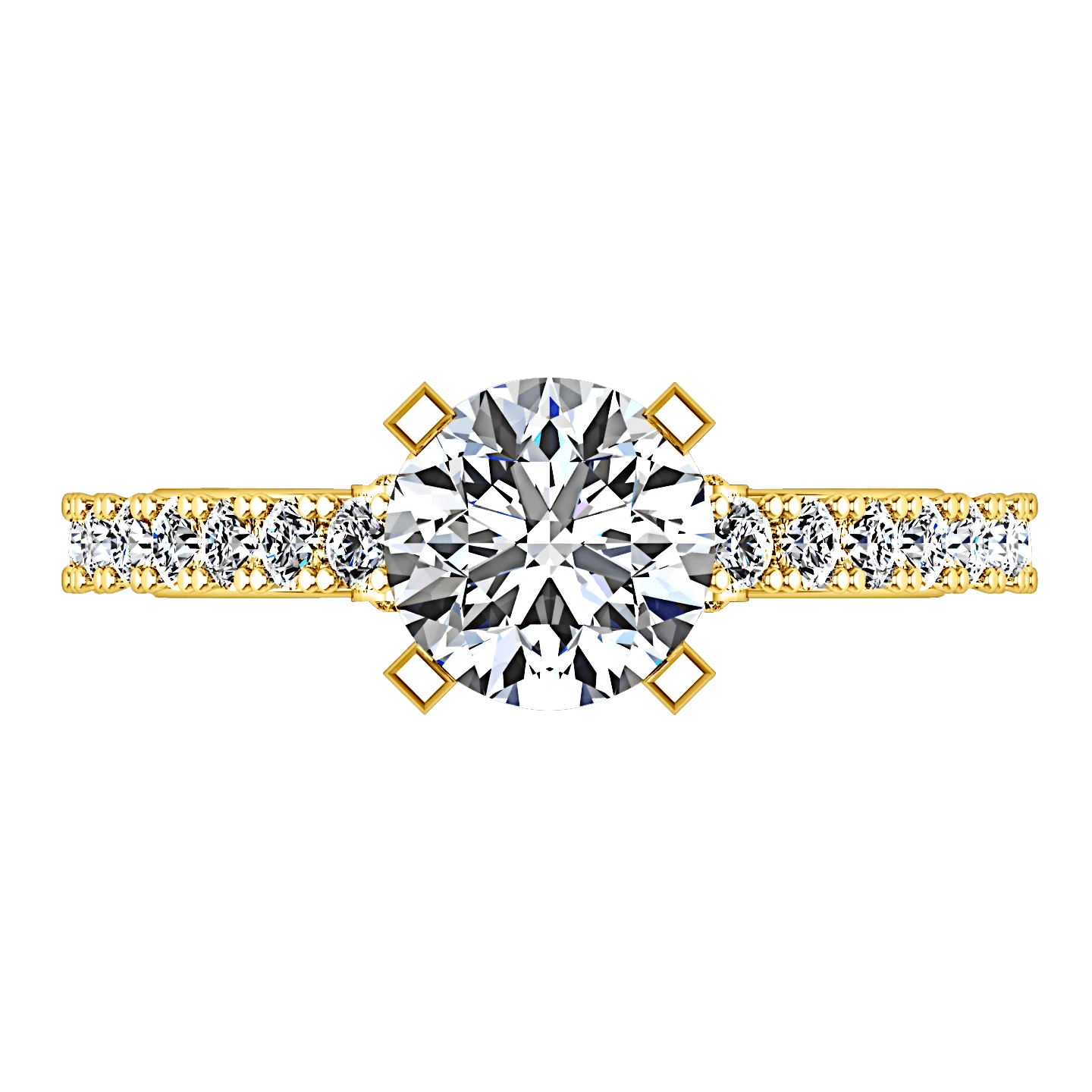 Pave Diamond EngagementRing Eden 14K Yellow Gold - Image 4