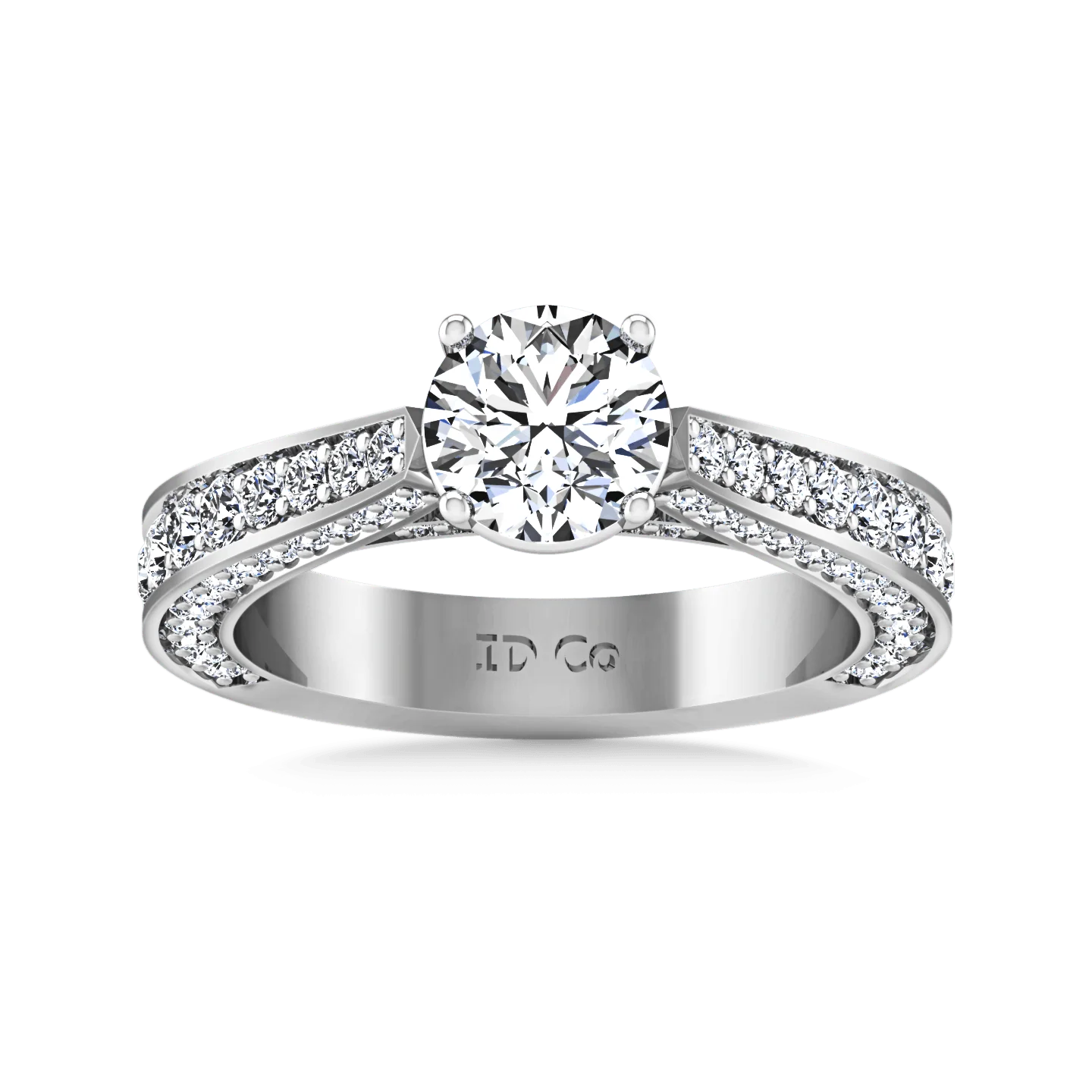 Round Diamond Pave Engagement Ring Elizabeth 14K White Gold