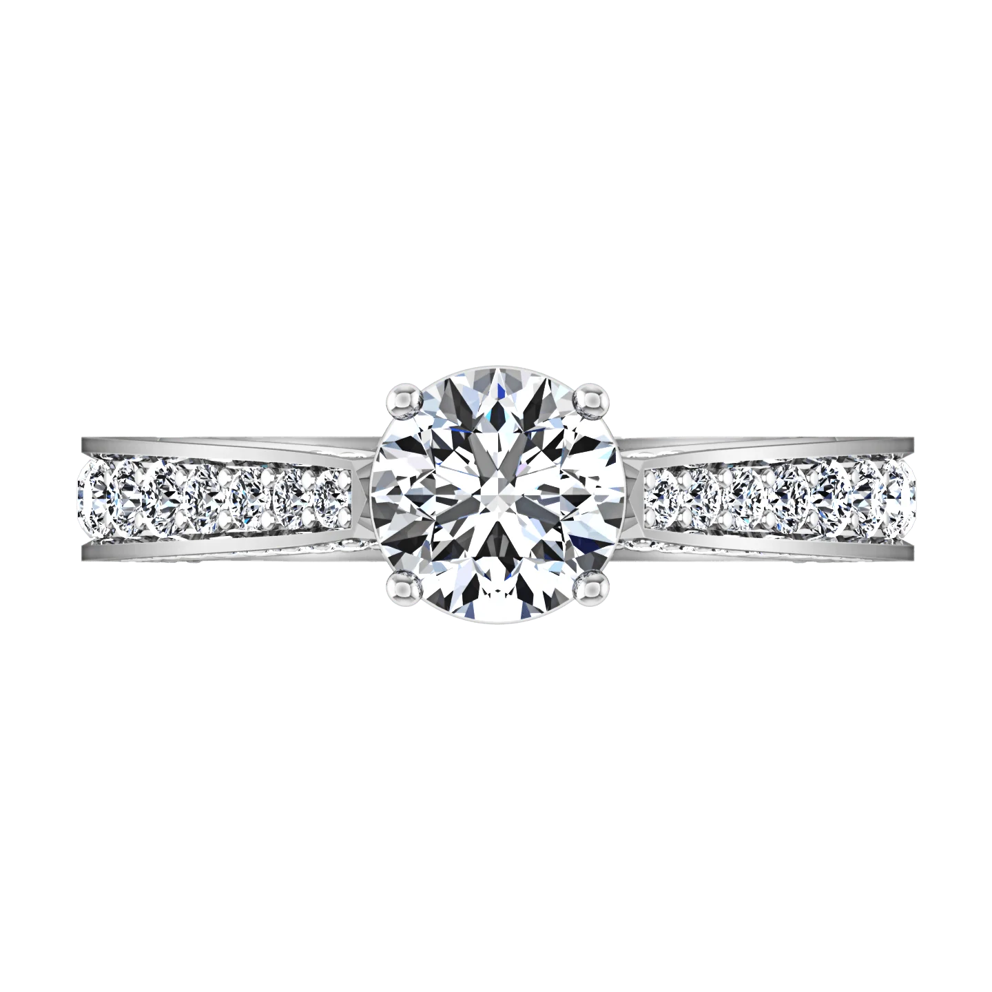 Round Diamond Pave Engagement Ring Elizabeth 14K White Gold - Image 4