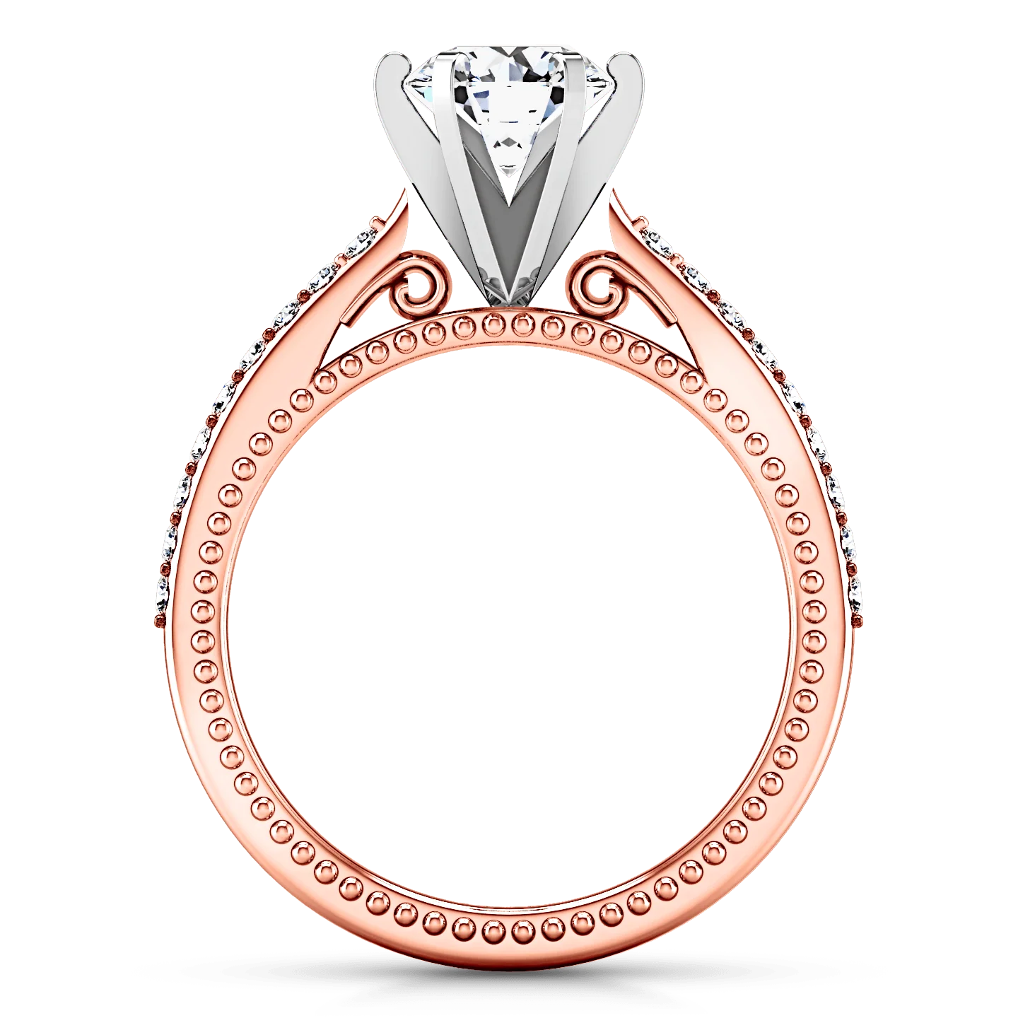 Pave Diamond Engagement Ring Embrace 14K Rose Gold - Image 3