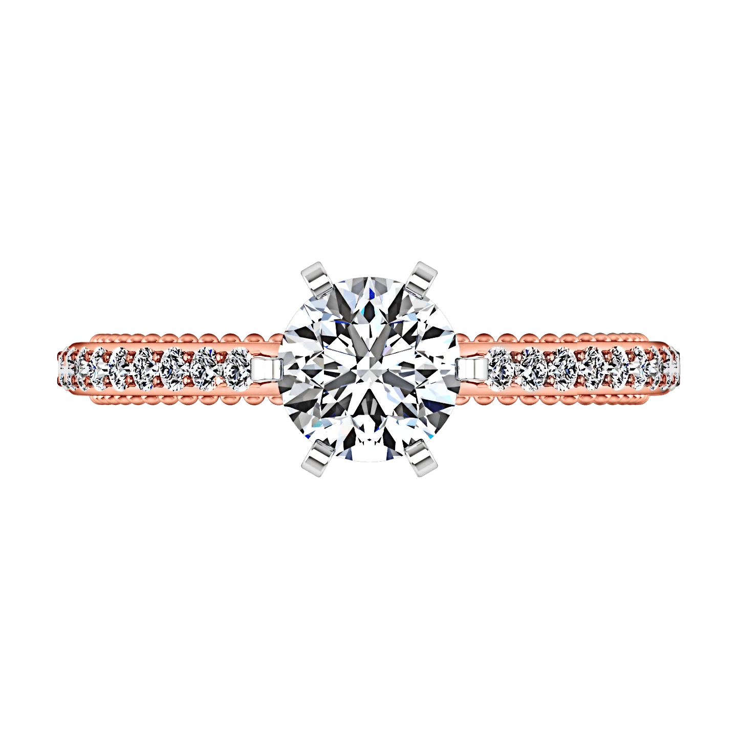 Pave Diamond Engagement Ring Embrace 14K Rose Gold - Image 4