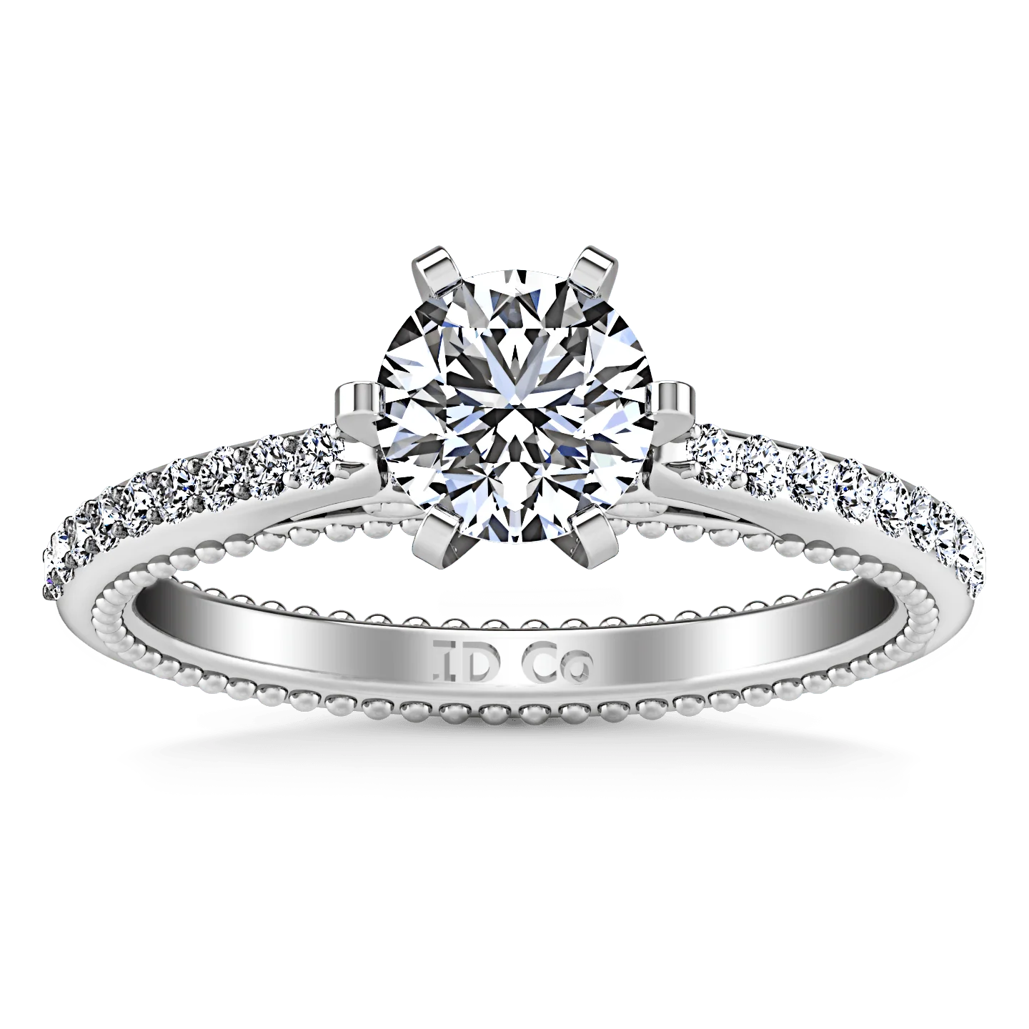 Round Diamond Pave Engagement Ring Embrace 14K White Gold