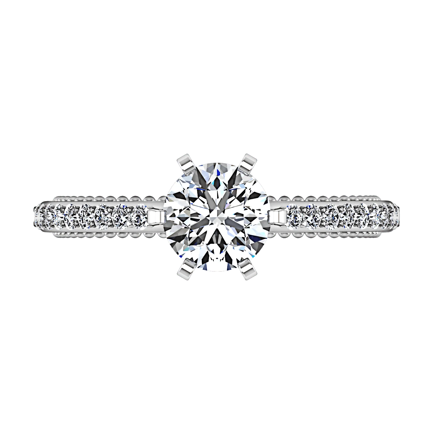 Round Diamond Pave Engagement Ring Embrace 14K White Gold - Image 4