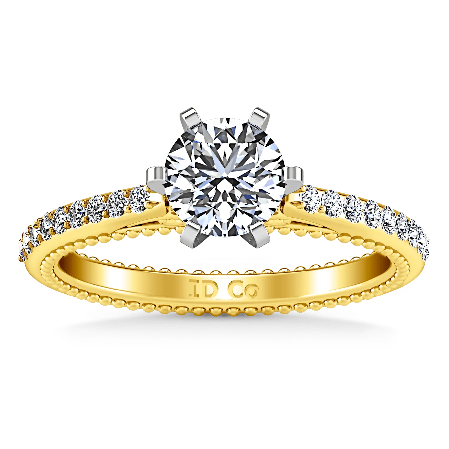 Pave Diamond EngagementRing Embrace 14K Yellow Gold