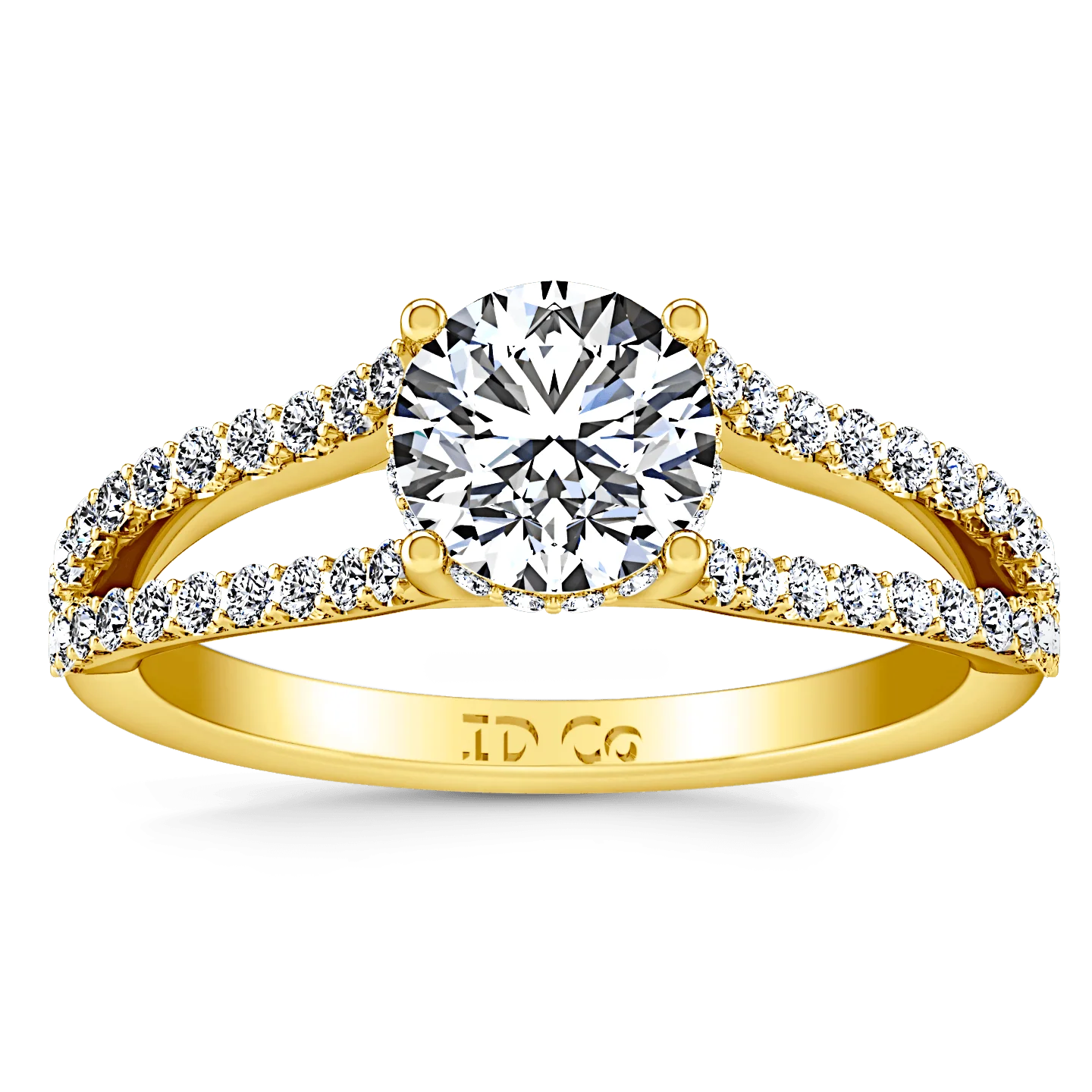 Pave Diamond EngagementRing Fantasia 14K Yellow Gold