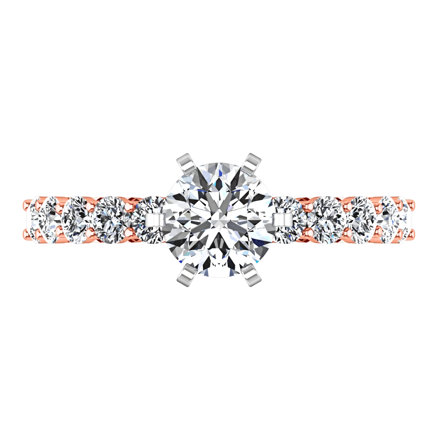 Pave Diamond Engagement Ring Fleur 14K Rose Gold - Image 3