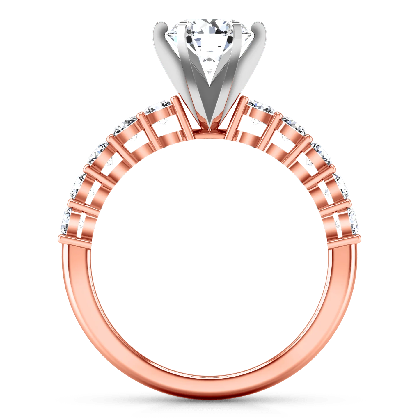 Pave Diamond Engagement Ring Fleur 14K Rose Gold - Image 4