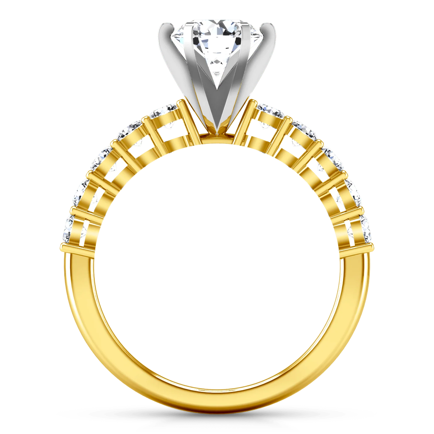 Pave Diamond EngagementRing Fleur 14K Yellow Gold - Image 3