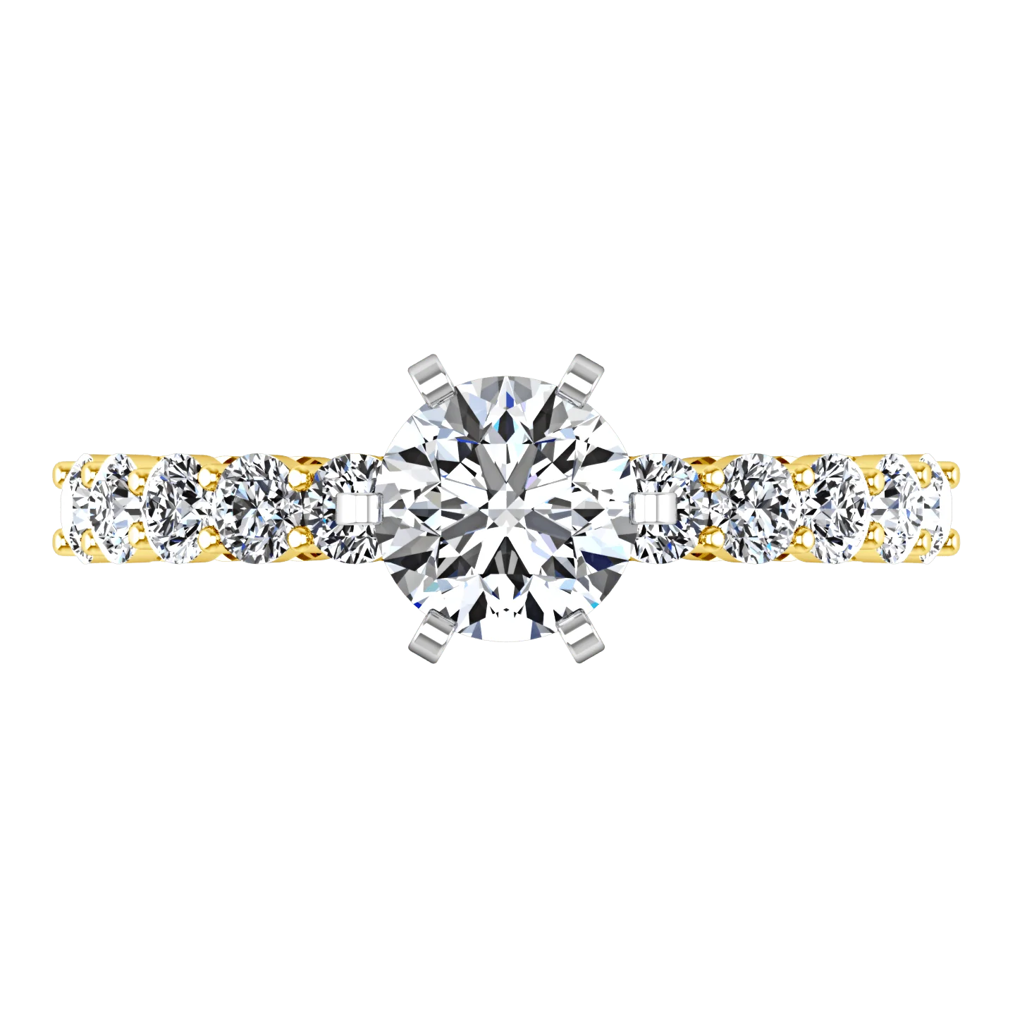 Pave Diamond EngagementRing Fleur 14K Yellow Gold - Image 4