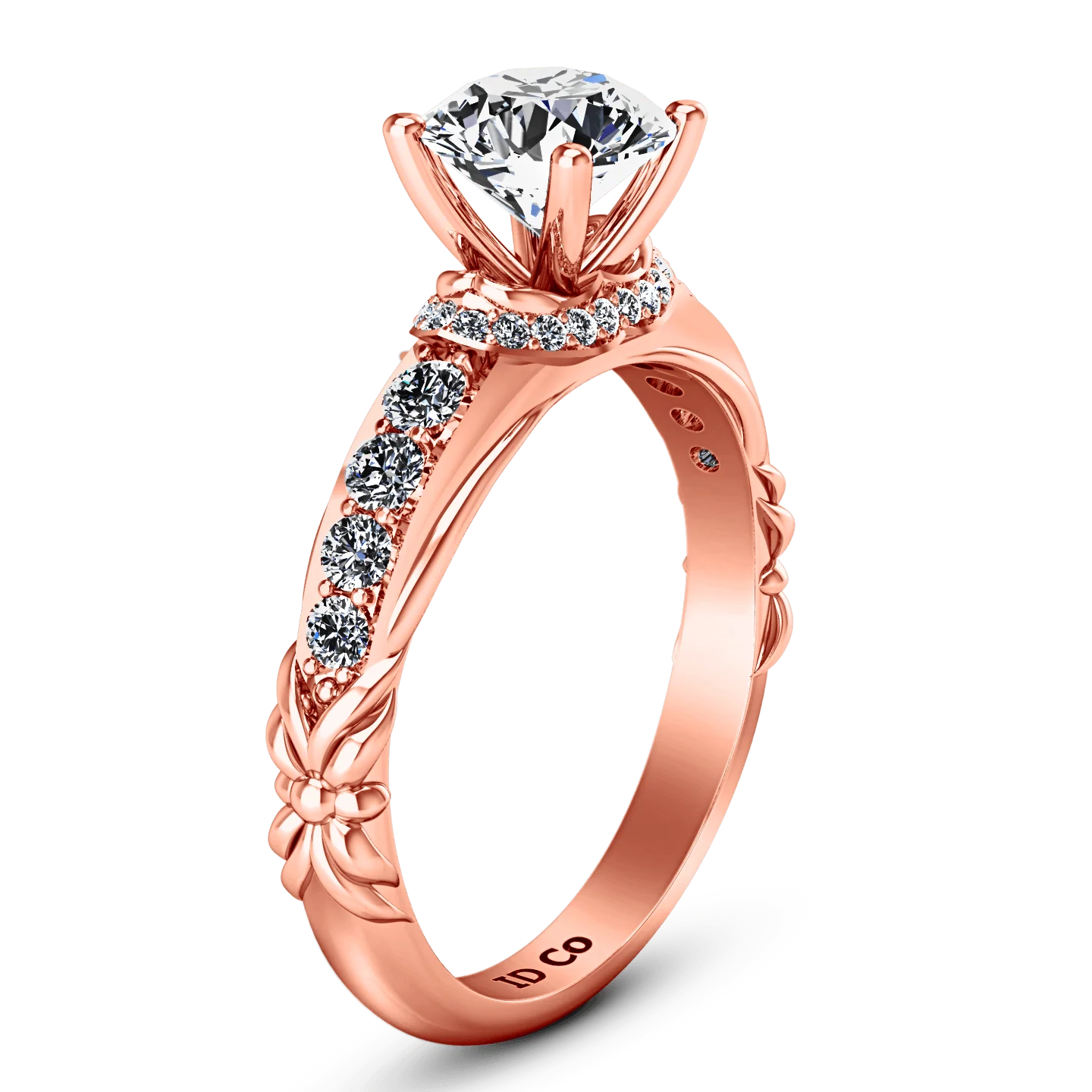 Pave Diamond Engagement Ring Flora 14K Rose Gold - Image 2