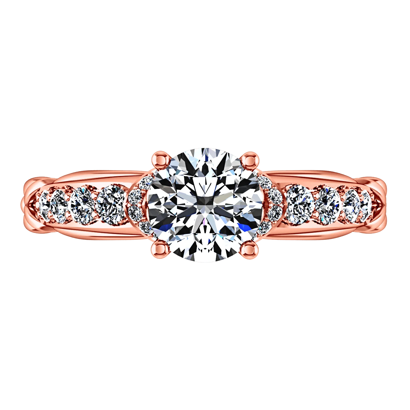 Pave Diamond Engagement Ring Flora 14K Rose Gold - Image 4