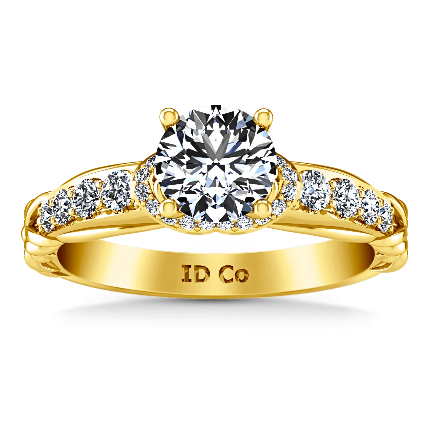 Pave Diamond EngagementRing Flora 14K Yellow Gold