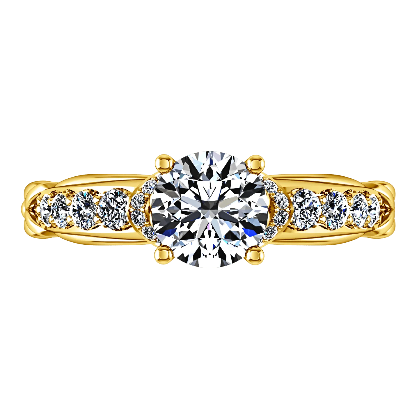 Pave Diamond EngagementRing Flora 14K Yellow Gold - Image 4