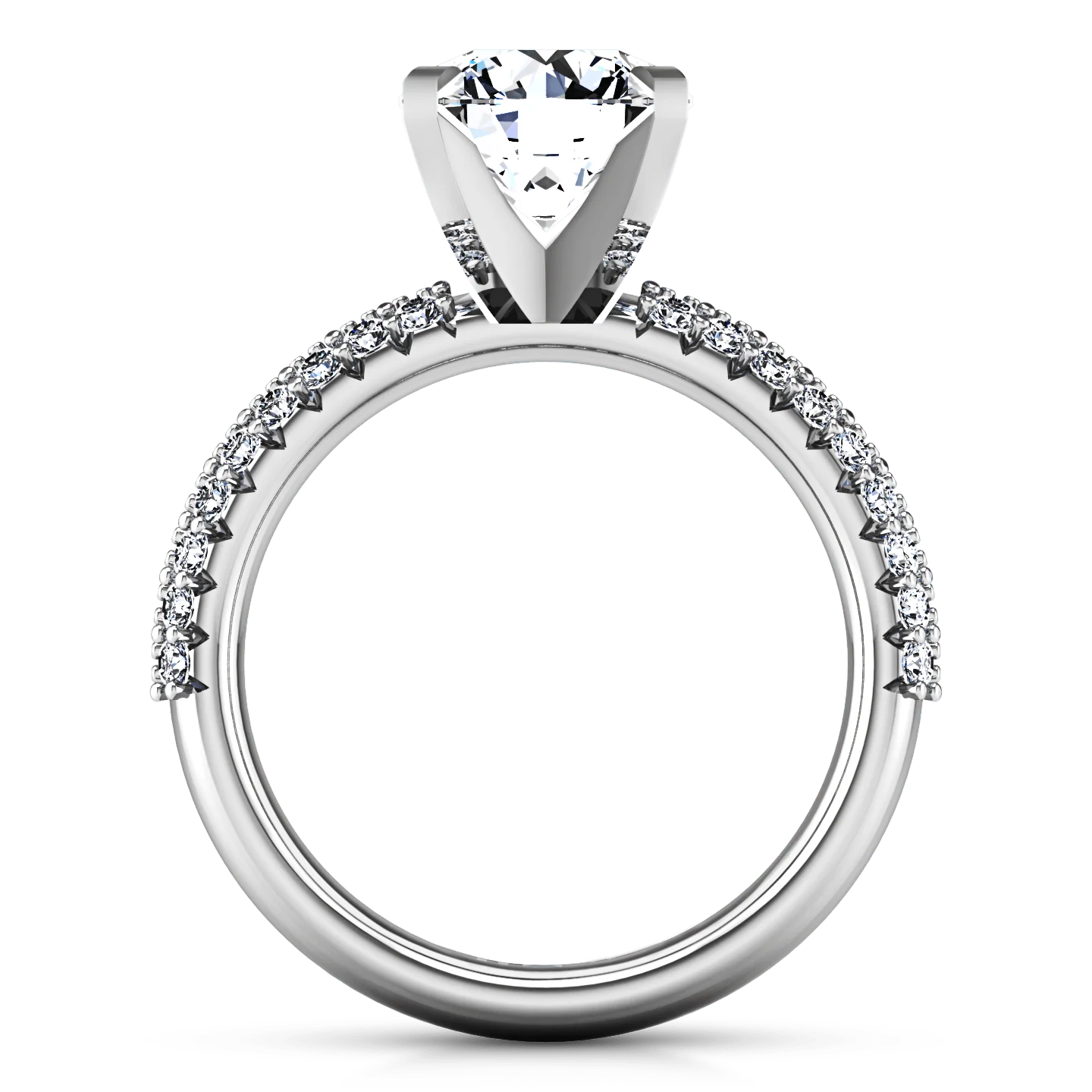 Round Diamond Pave Engagement Ring Gardenia 14K White Gold - Image 3